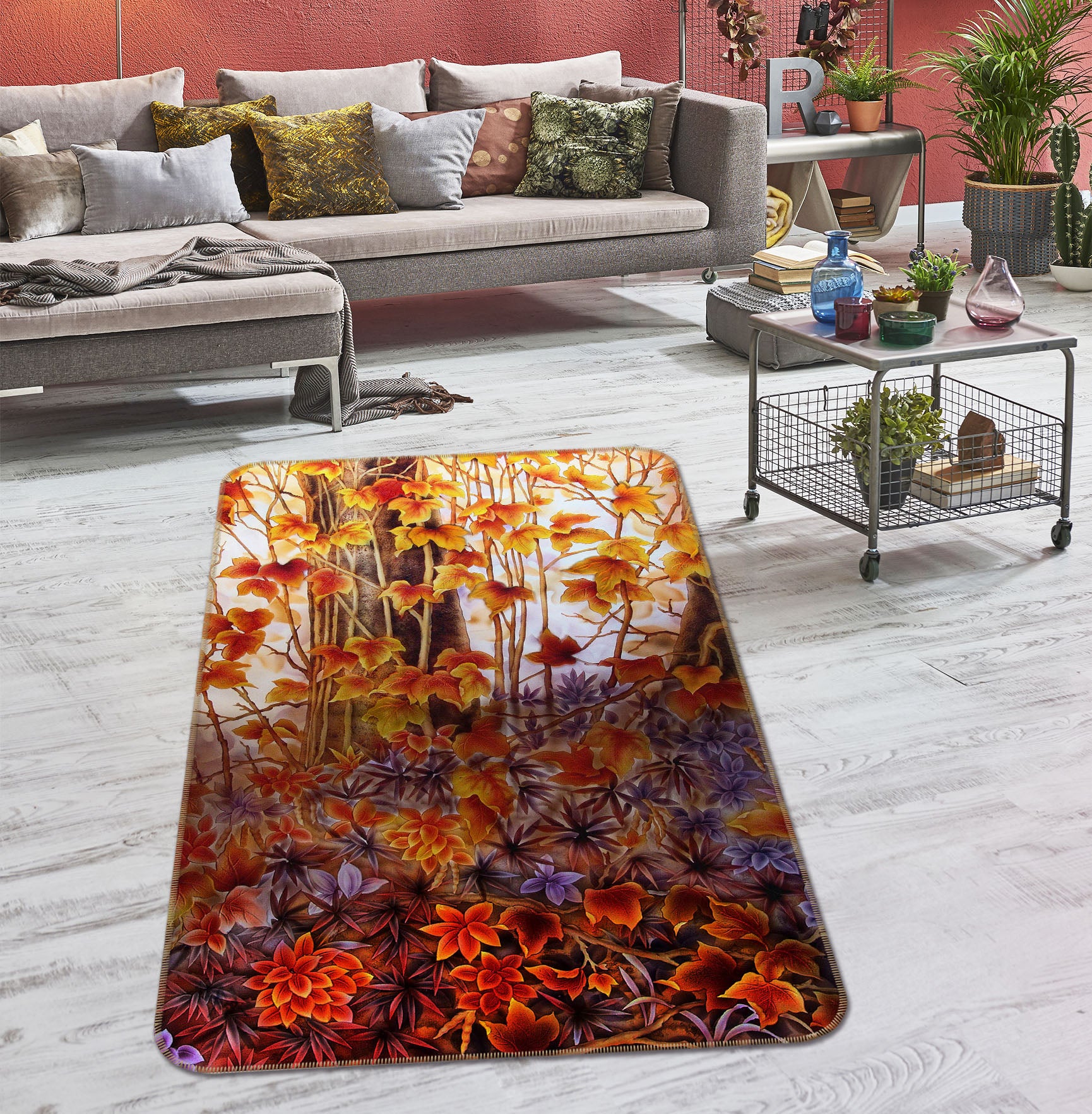 3D Tree Leaves 32218 Non Slip Rug Mat