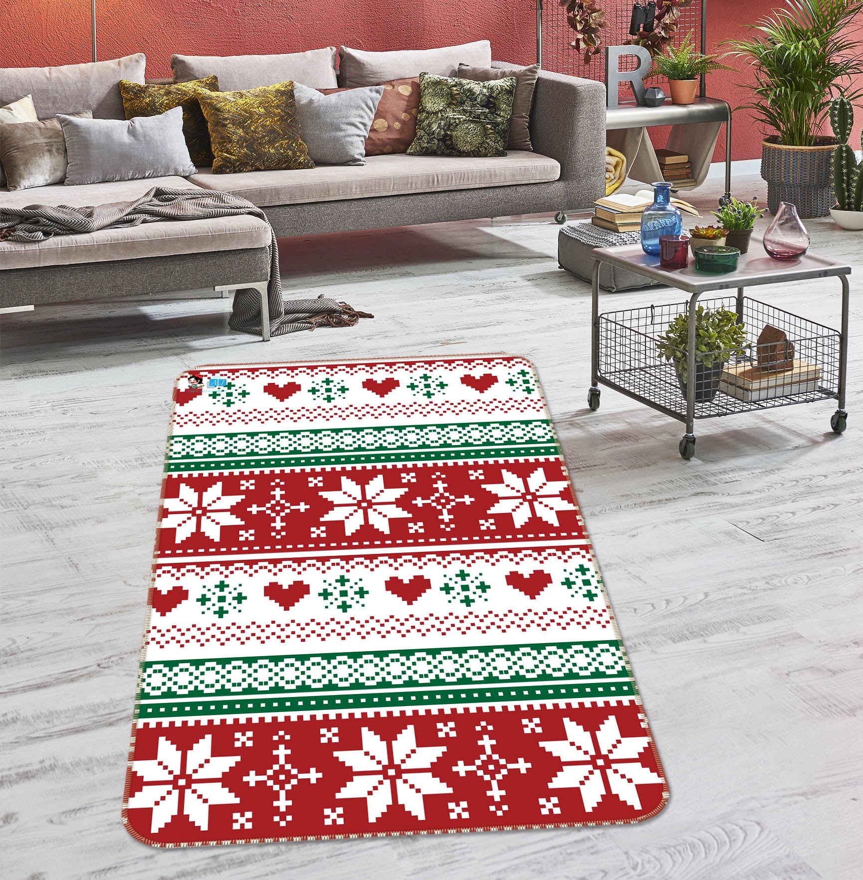 3D Snowflake Pattern 55154 Christmas Non Slip Rug Mat Xmas
