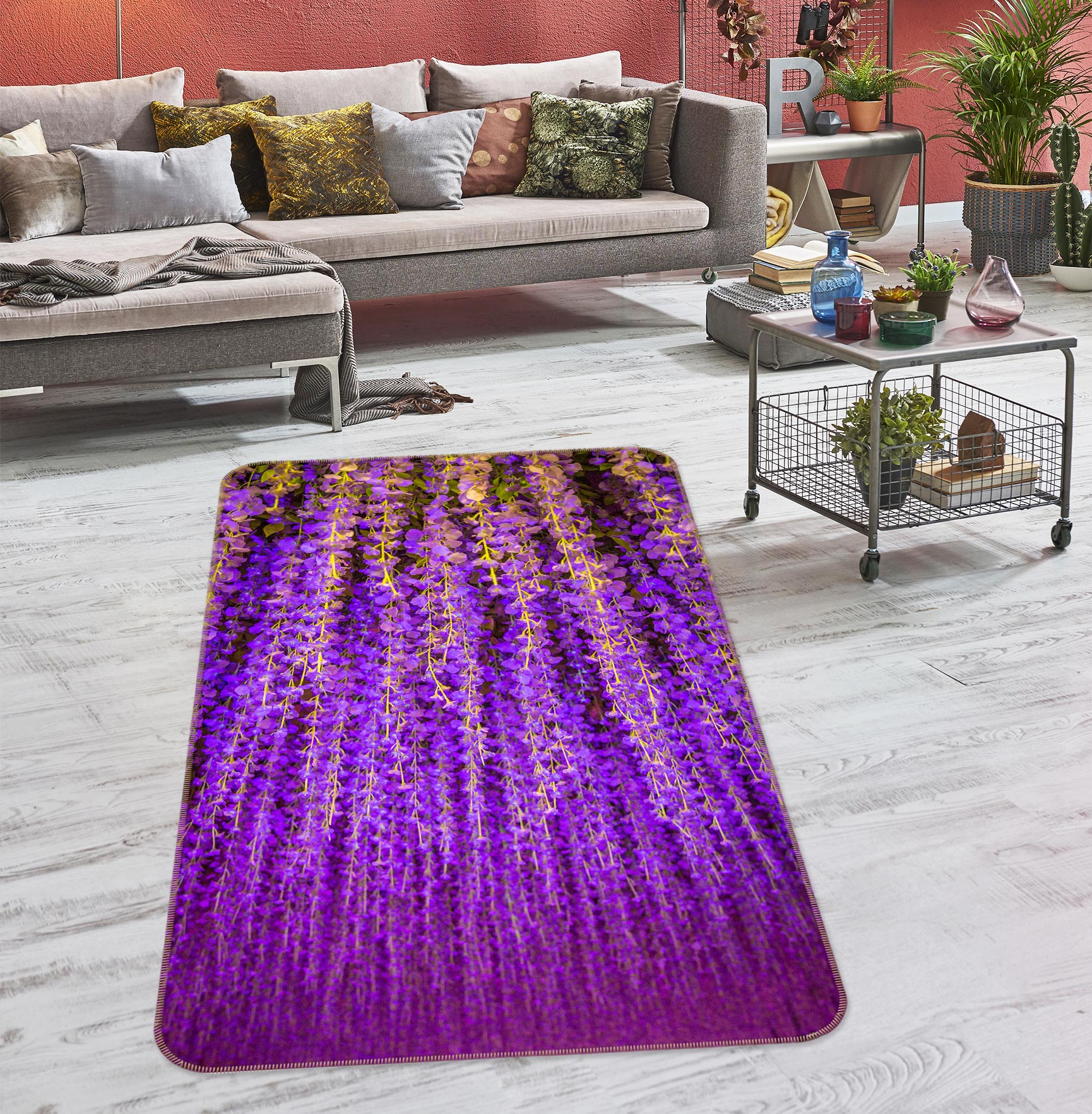 3D Wisteria Flower 27081 Non Slip Rug Mat
