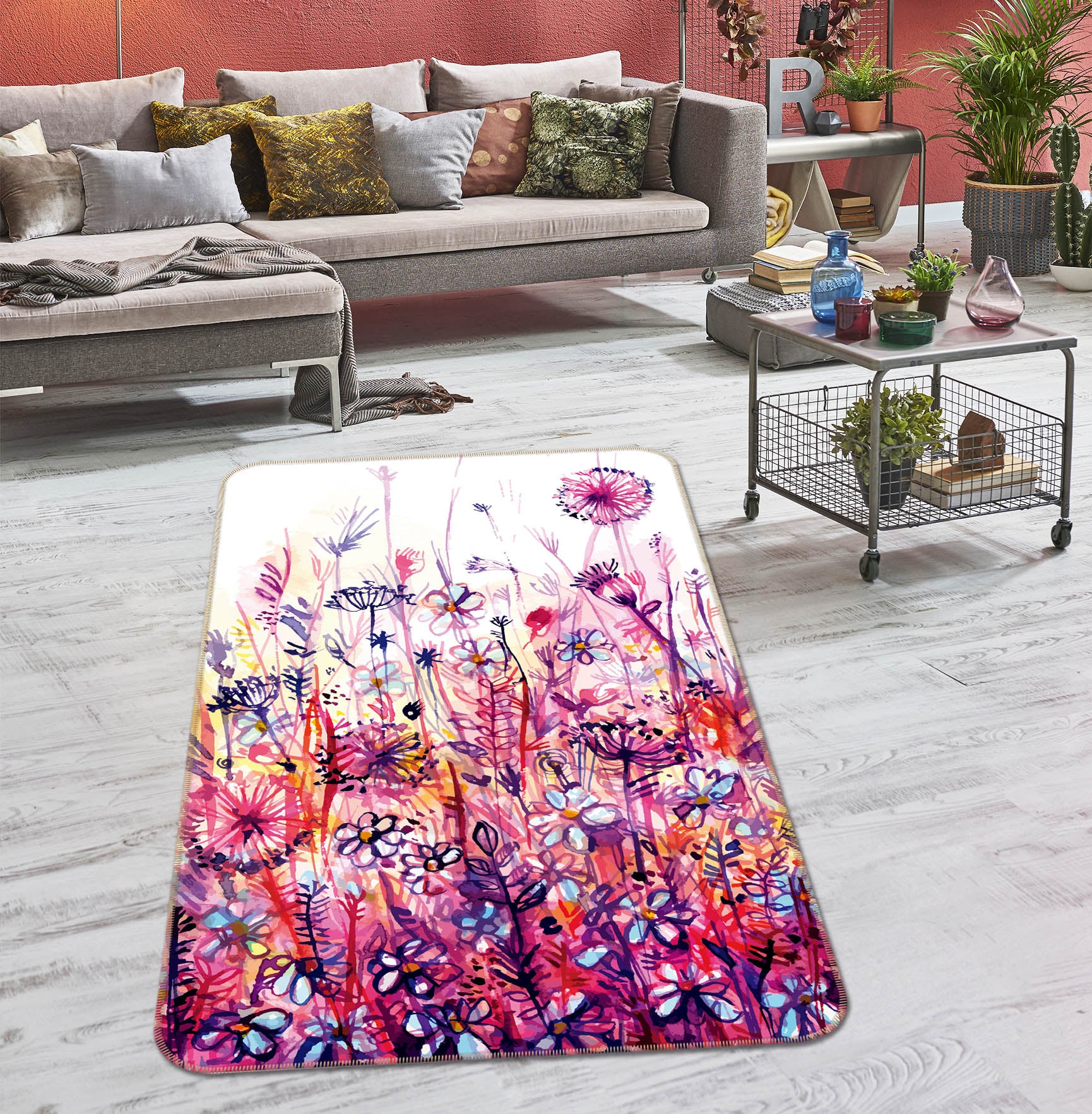 3D Flower Bush 35116 Non Slip Rug Mat