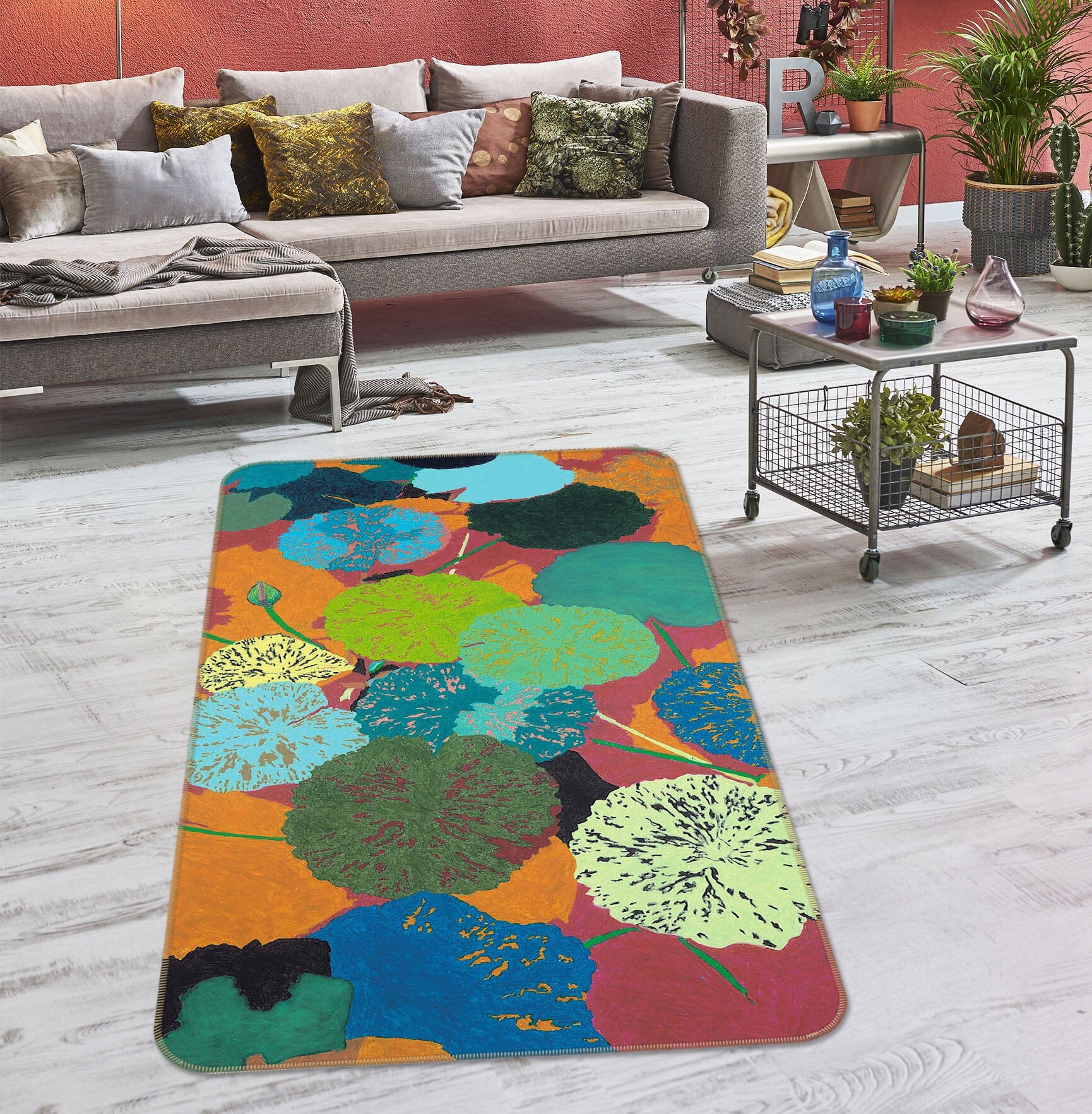 3D Color Lotus Leaf 3034 Allan P. Friedlander Rug Non Slip Rug Mat Mat AJ Creativity Home 