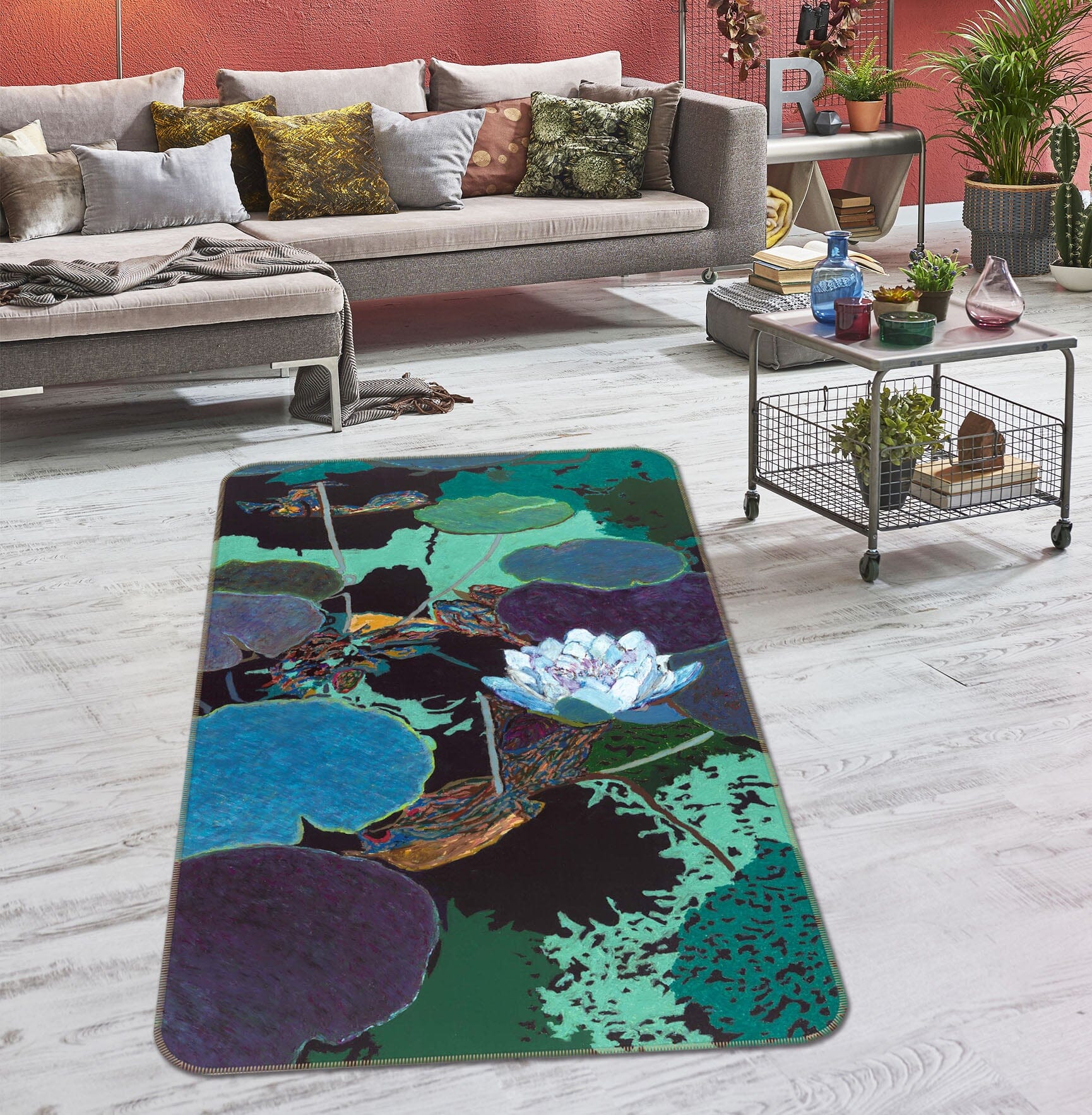 3D Summer Lotus Pond 3009 Allan P. Friedlander Rug Non Slip Rug Mat Mat AJ Creativity Home 