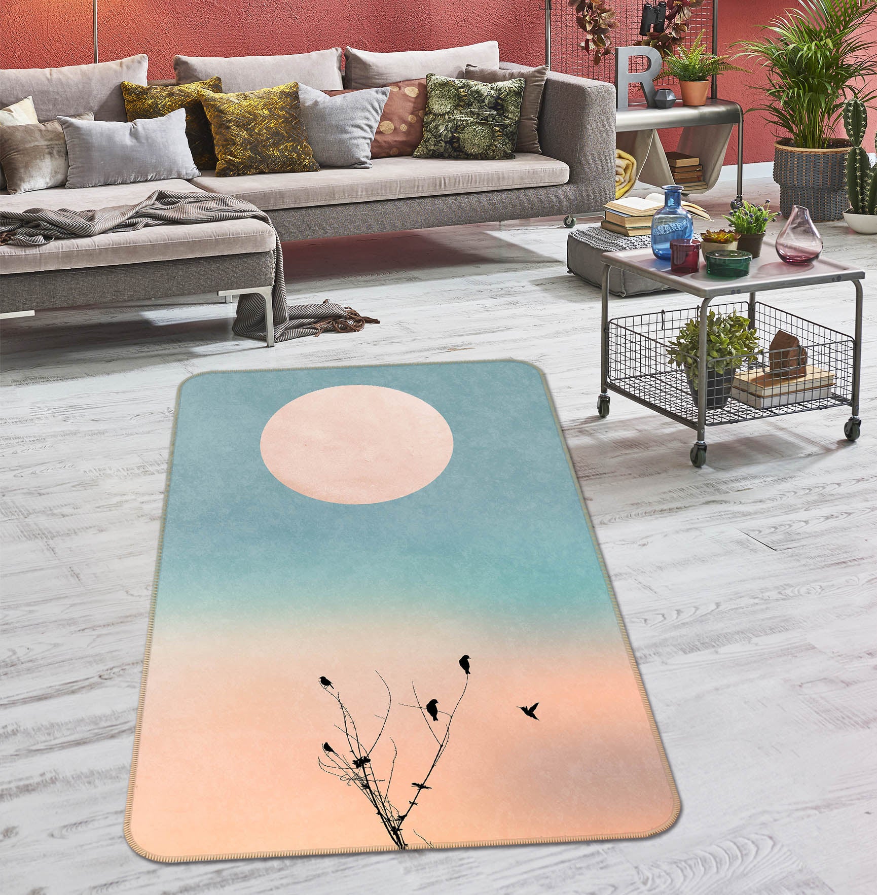 3D Dead Branches Moon 84148 Boris Draschoff Rug Non Slip Rug Mat