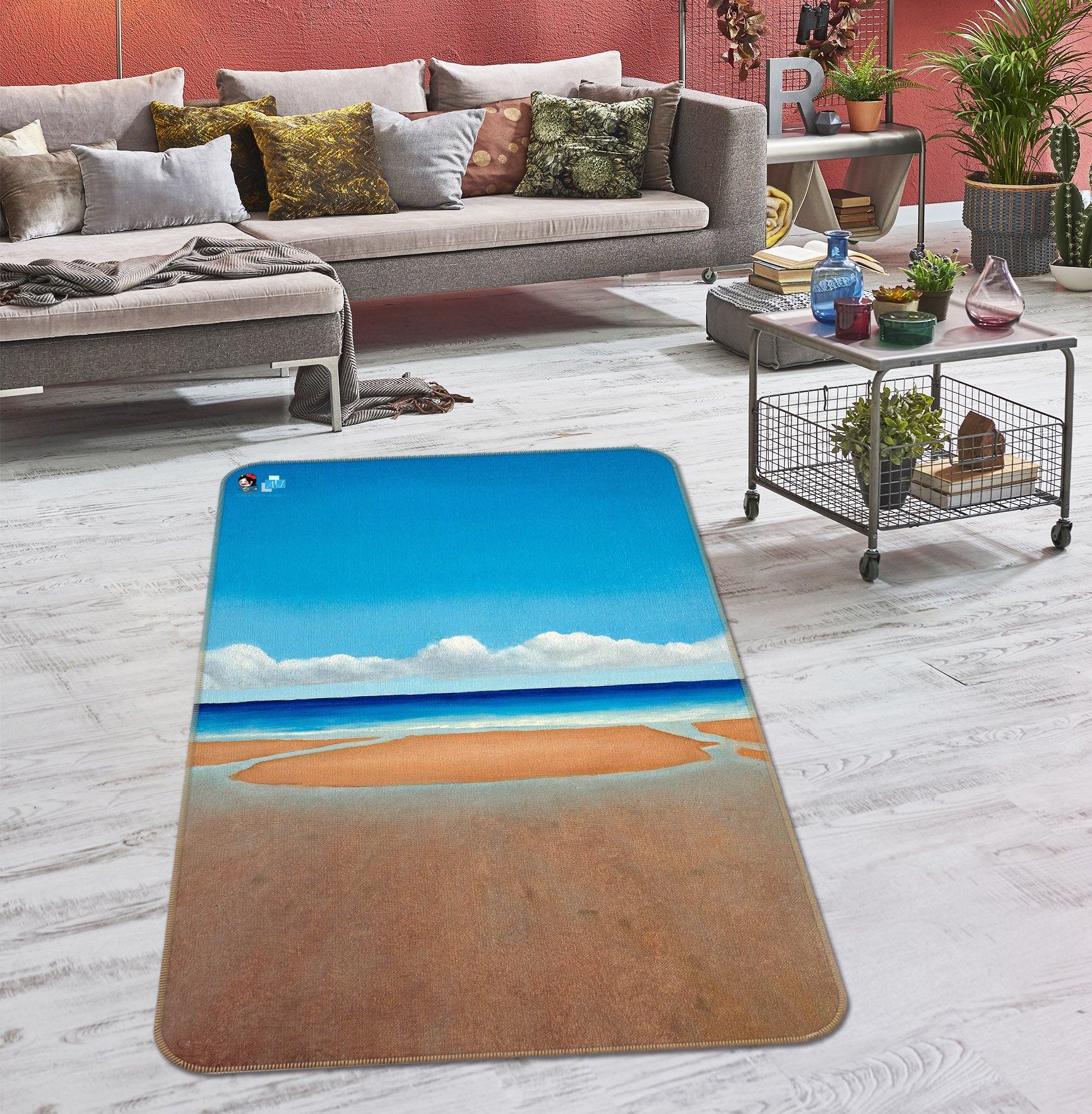 3D Beach 11163 Matthew Holden Bates Rug Non Slip Rug Mat