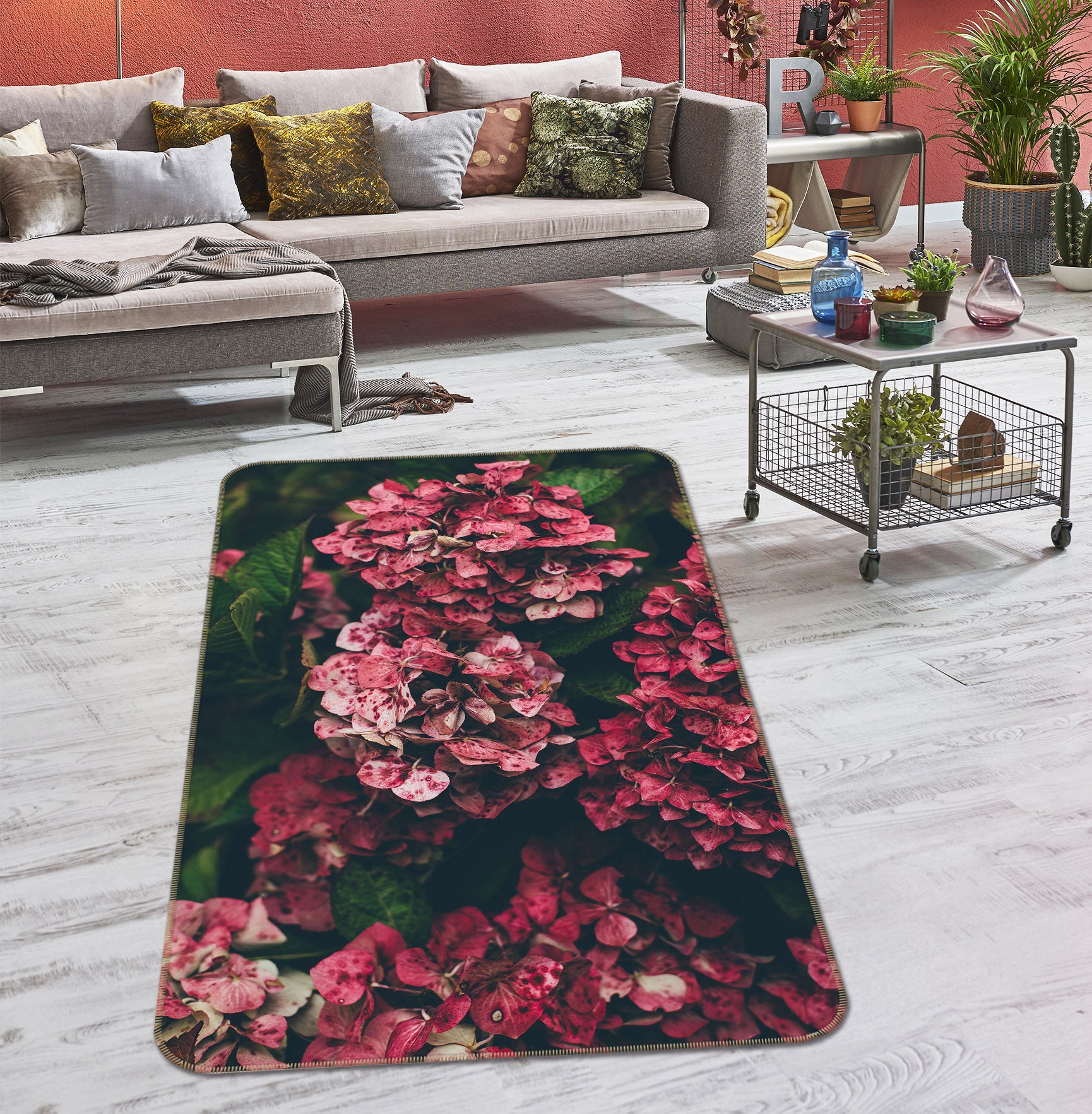3D Hydrangea 65157 Non Slip Rug Mat