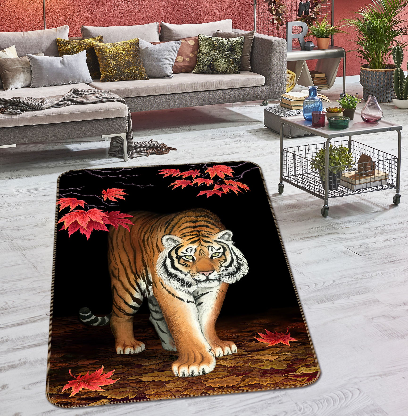 3D Maple Tiger 173 Animal Non Slip Rug Mat
