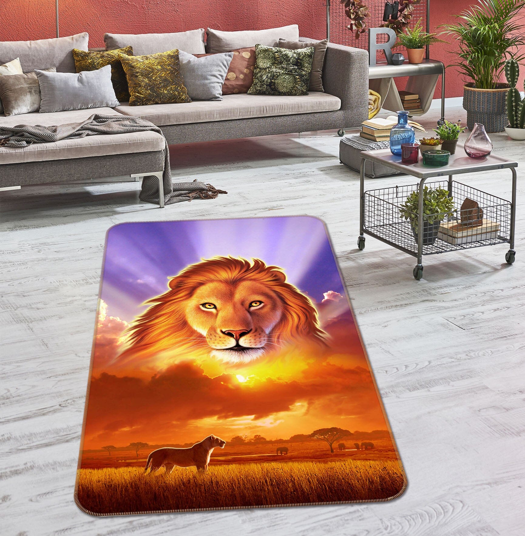 3D Lion King 1007 Jerry LoFaro Rug Non Slip Rug Mat Mat AJ Creativity Home 
