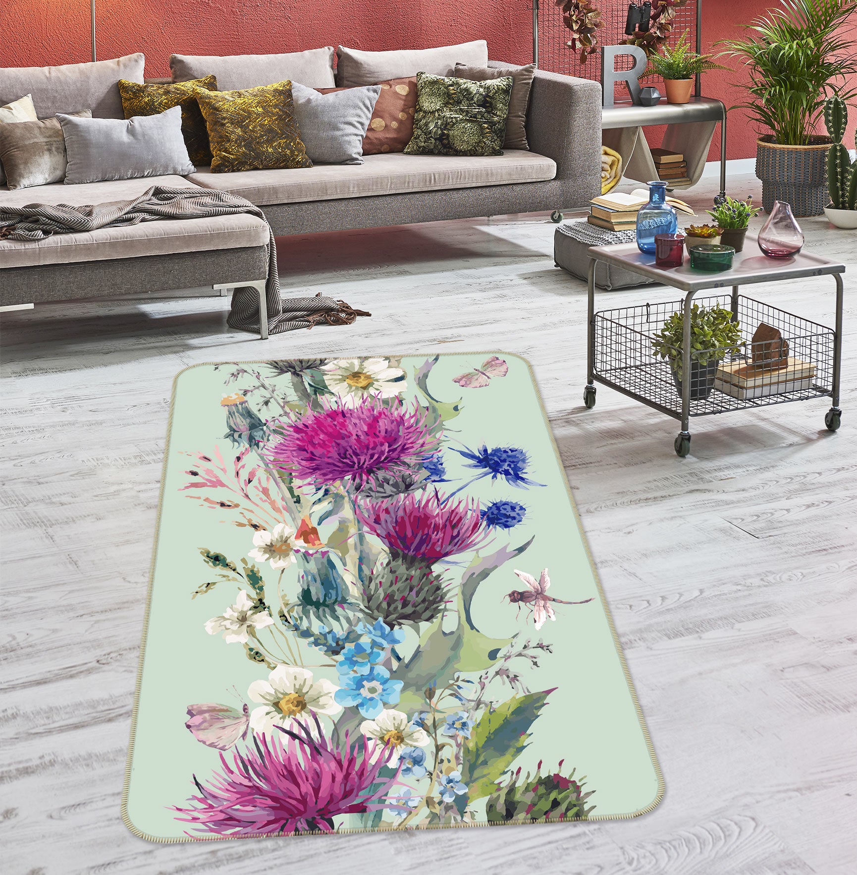 3D Flowers 33057 Non Slip Rug Mat