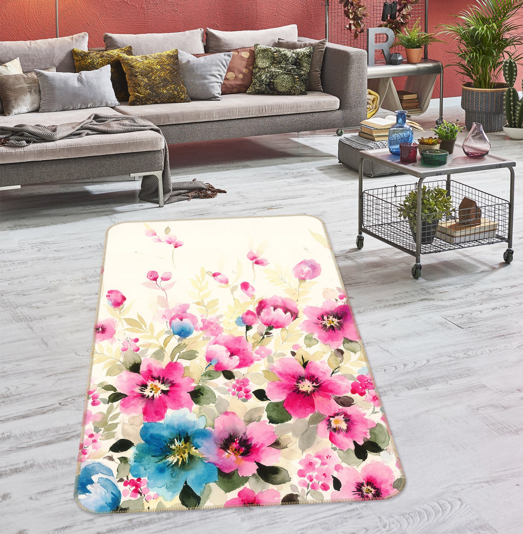 3D Flowers 27058 Non Slip Rug Mat