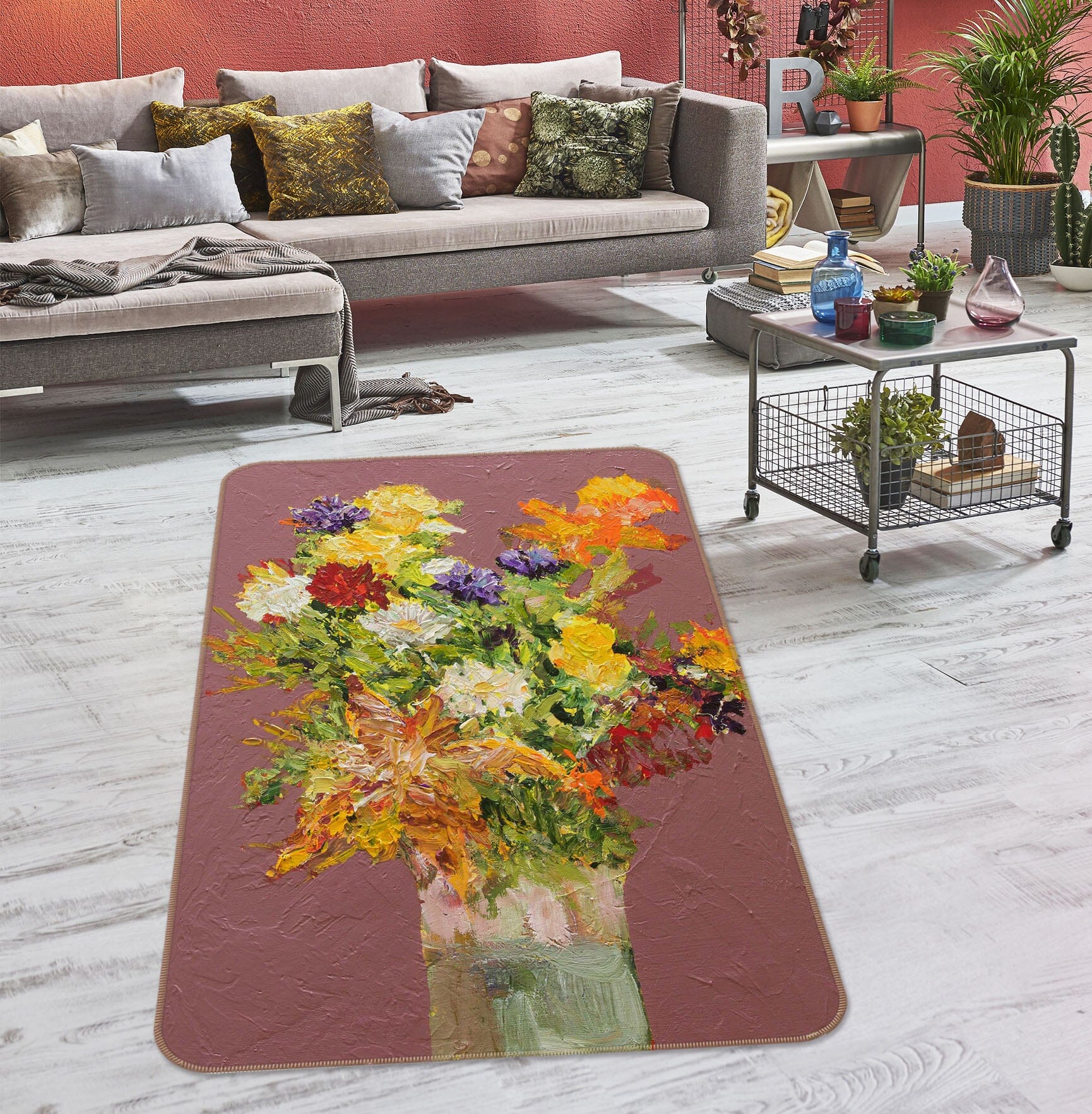3D Color Flowers 3003 Allan P. Friedlander Rug Non Slip Rug Mat Mat AJ Creativity Home 