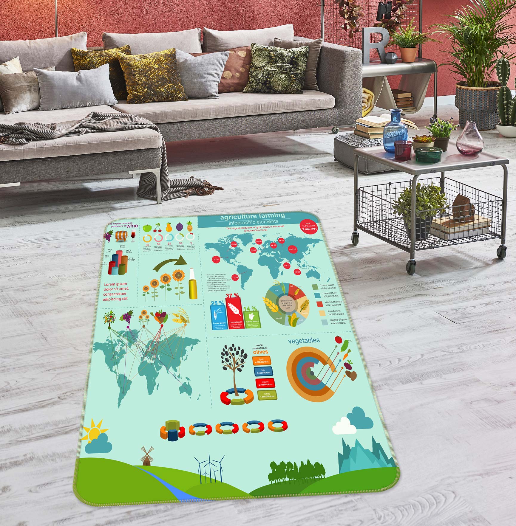 3D Map Pattern 77250 Non Slip Rug Mat