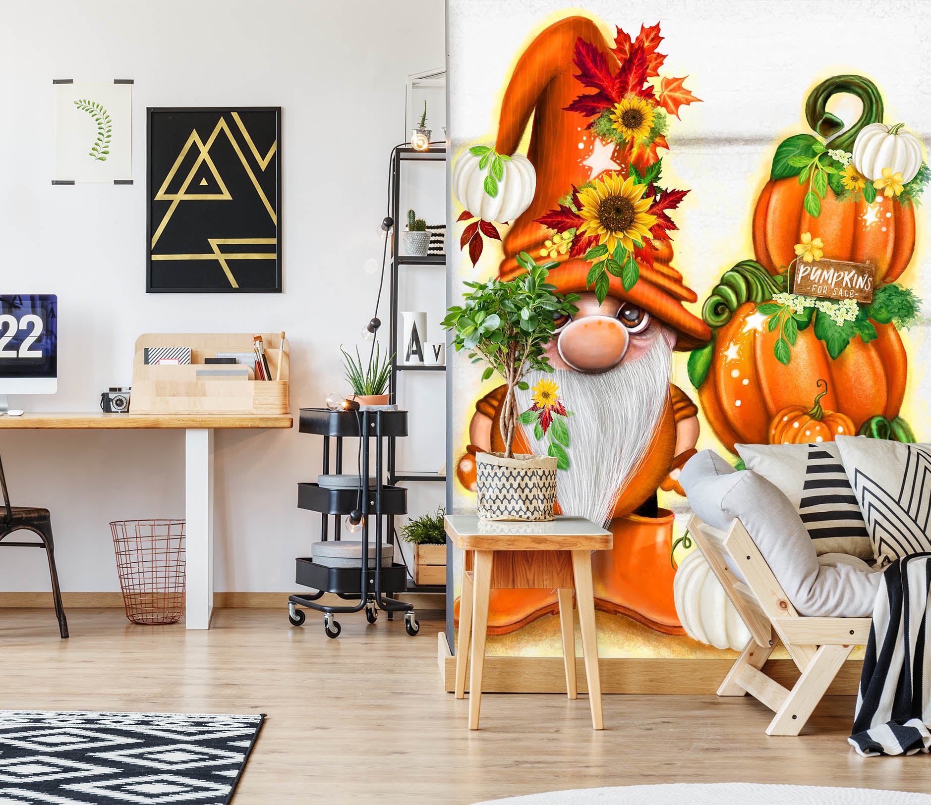 3D Pumpkin Sunflower 8456 Sheena Pike Wall Mural Wall Murals