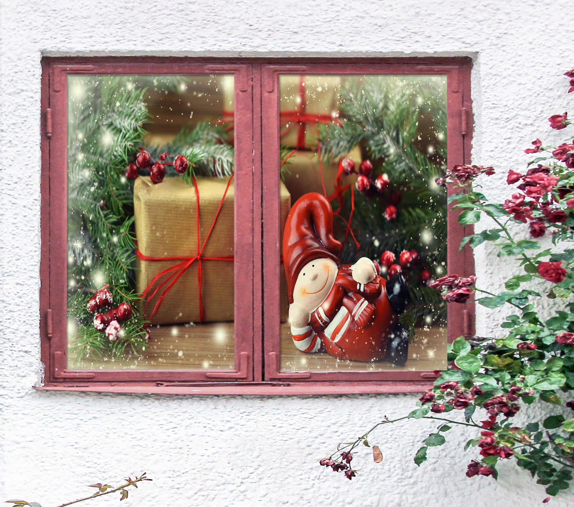 3D Christmas Gift 42196 Christmas Window Film Print Sticker Cling Stained Glass Xmas