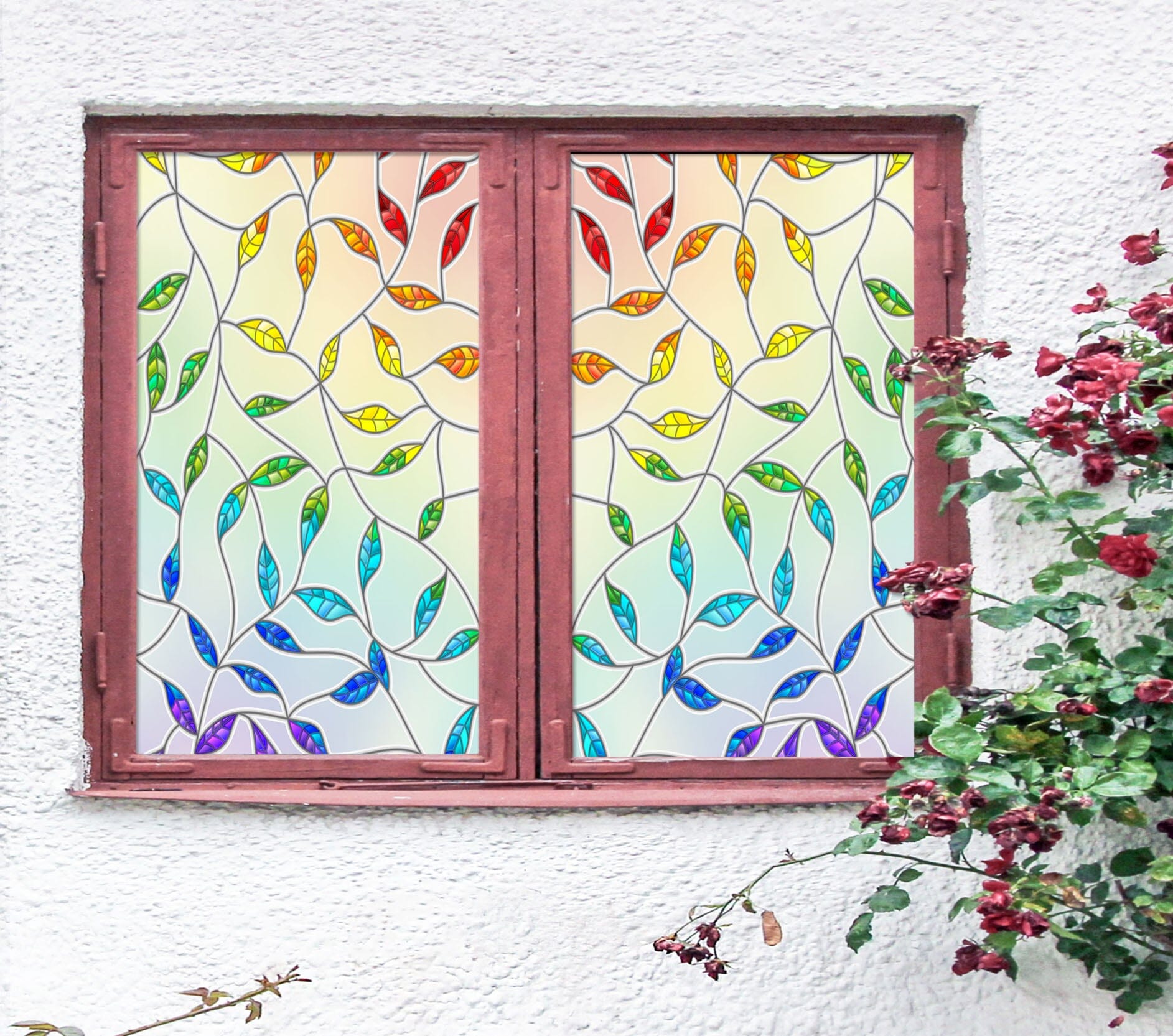 3D Colored Leaves 363 Window Film Print Sticker Cling Stained Glass UV Block Wallpaper AJ Wallpaper 2 
