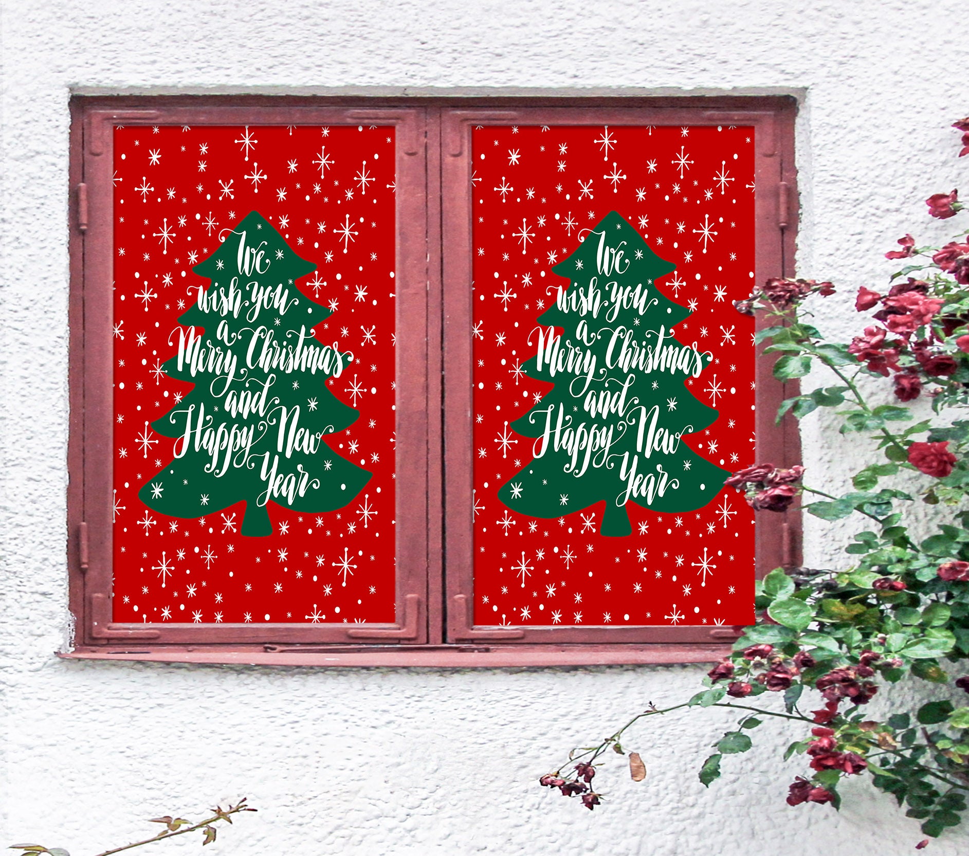 3D Merry Christmas Tree 43122 Christmas Window Film Print Sticker Cling Stained Glass Xmas