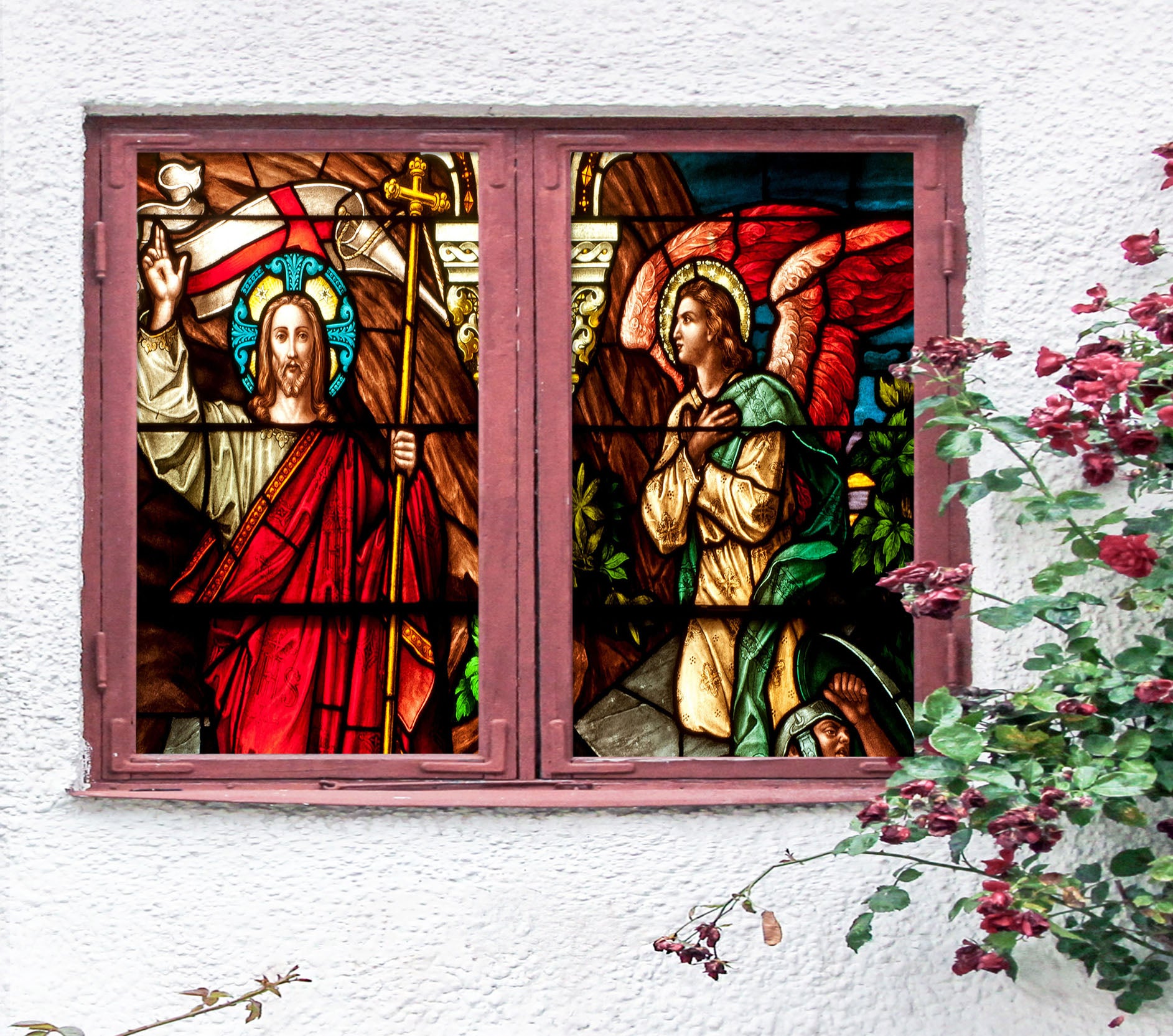 3D Christian Church 287 Window Film Print Sticker Cling Stained Glass UV Block