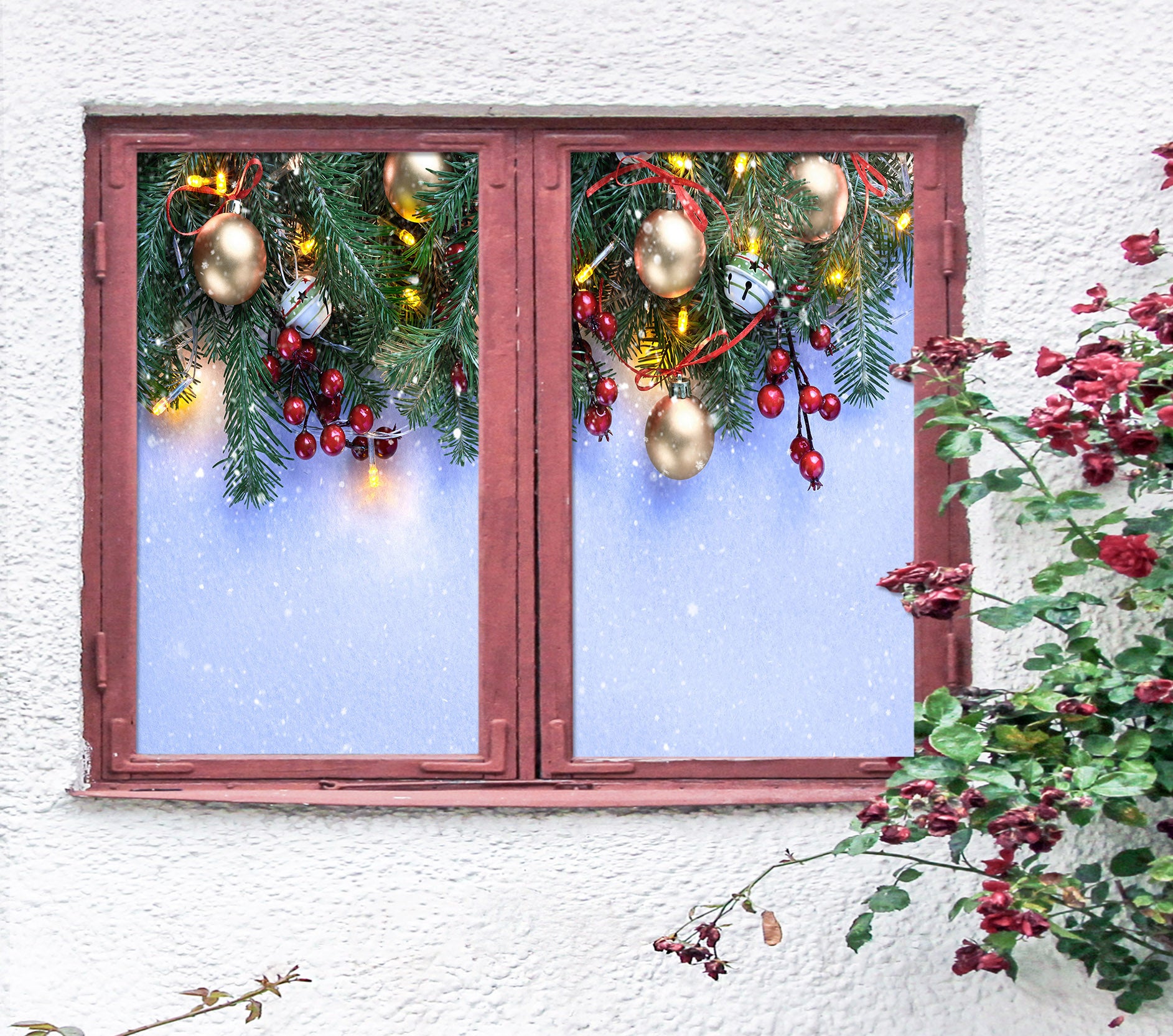 3D Christmas Pendant 43125 Christmas Window Film Print Sticker Cling Stained Glass Xmas