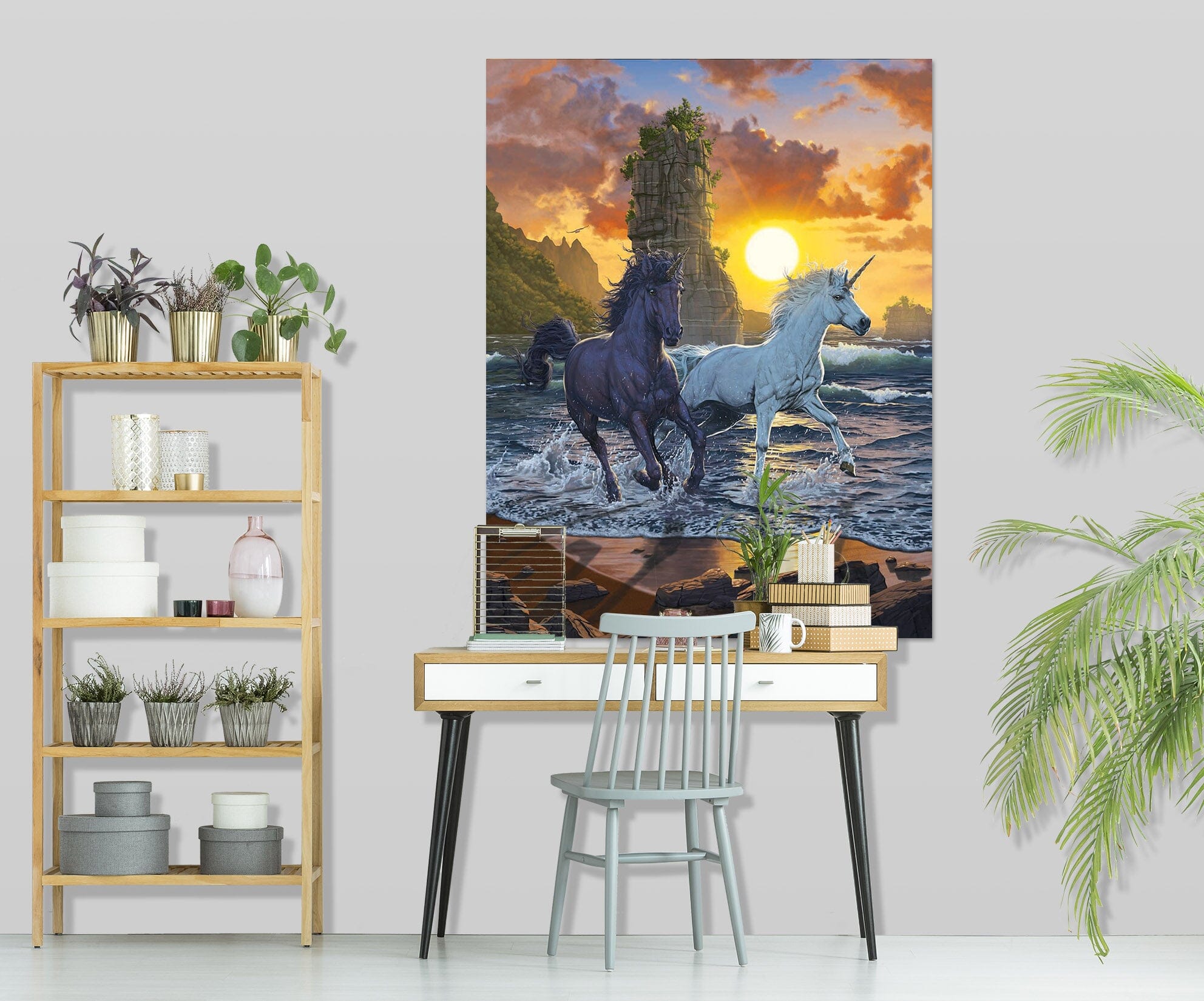 3D Unicorns In Sunset 088 Vincent Hie Wall Sticker Wallpaper AJ Wallpaper 2 