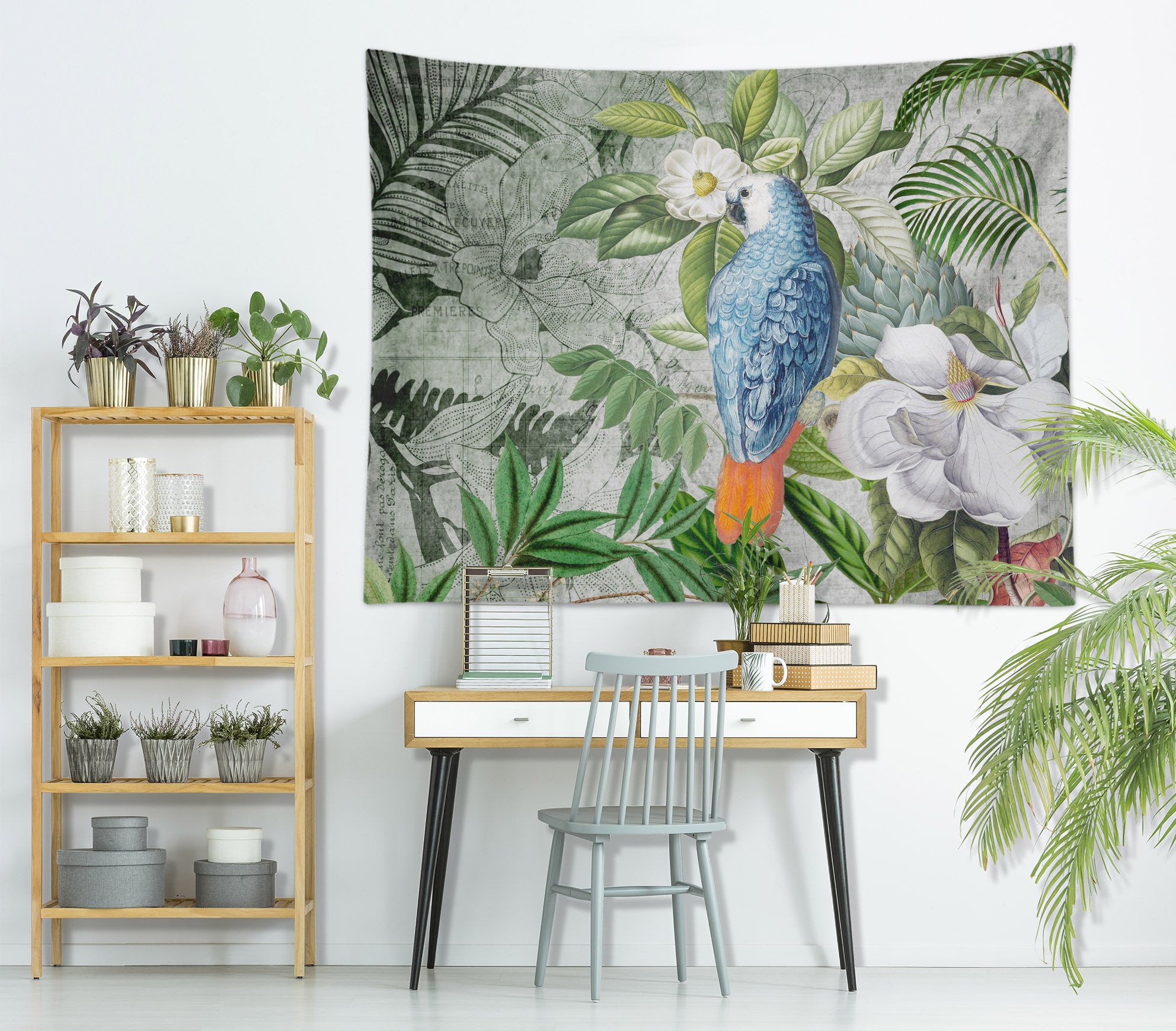 3D Blue Parrot Leaves 11863 Andrea haase Tapestry Hanging Cloth Hang