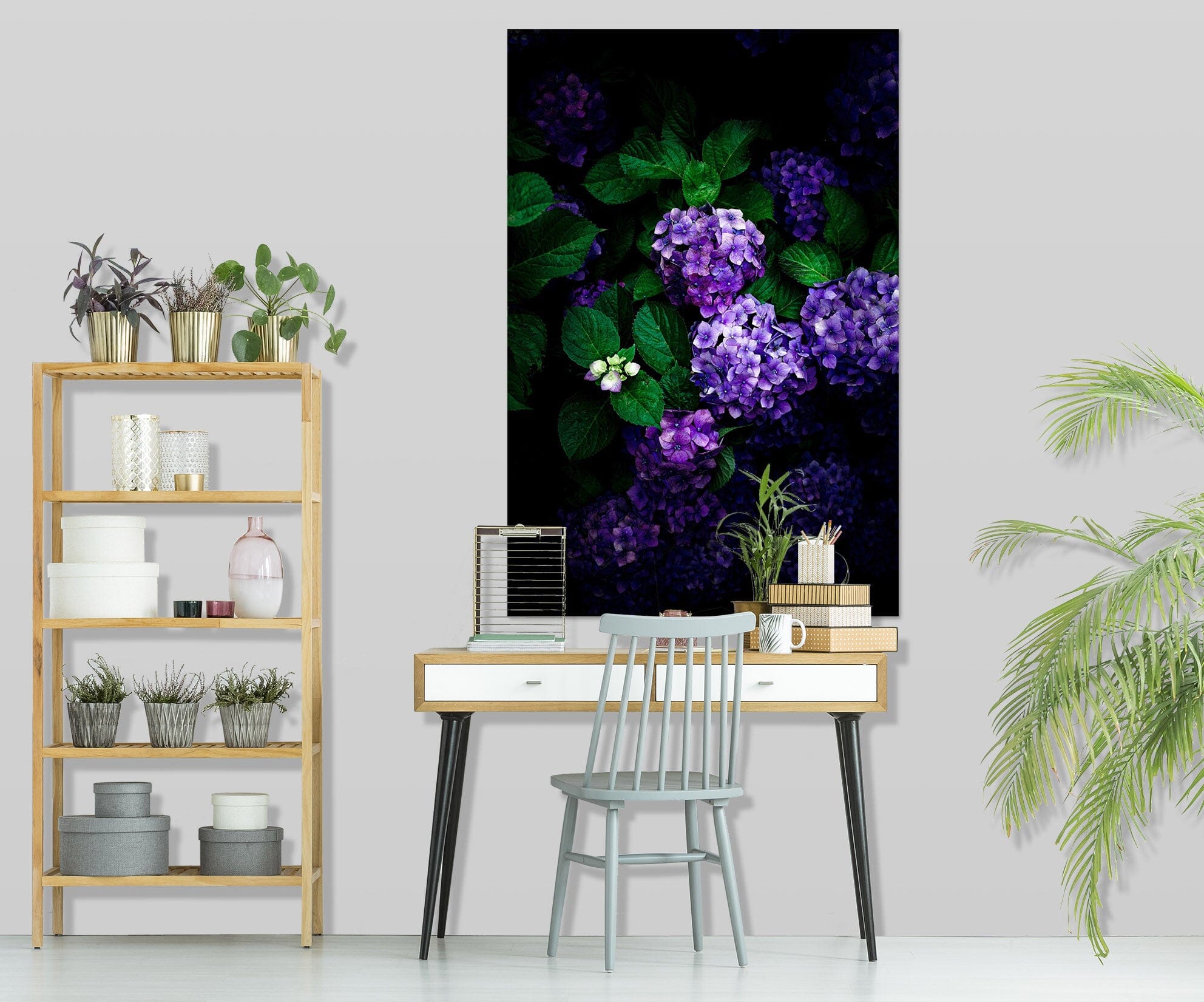3D Purple Hydrangea 027 Noirblanc777 Wall Sticker Wallpaper AJ Wallpaper 2 