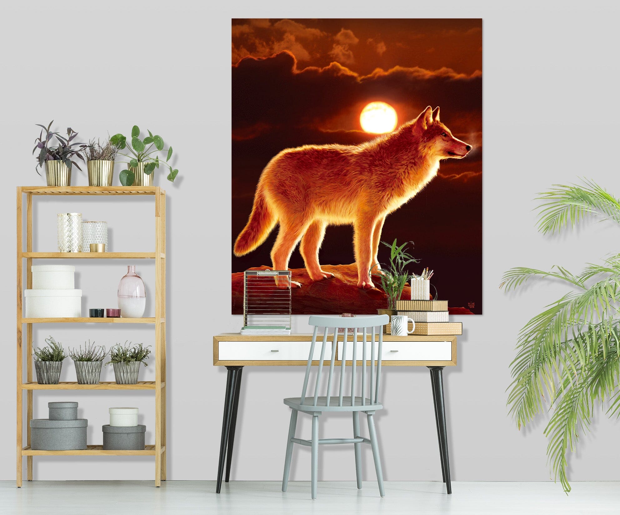 3D Sunset Wolf 076 Vincent Hie Wall Sticker Wallpaper AJ Wallpaper 2 