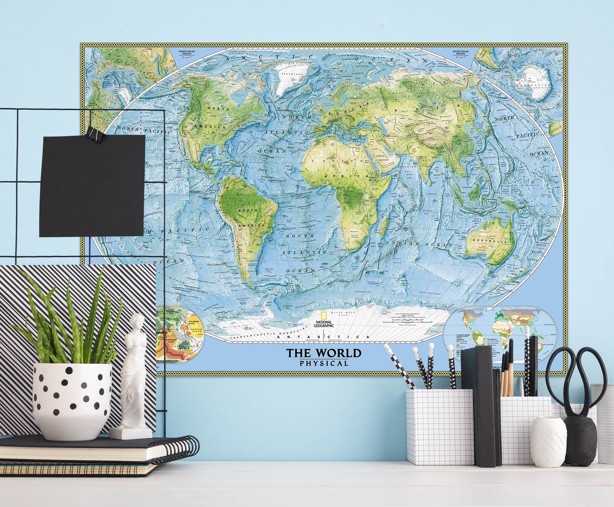 3D Coastline 294 World Map Wall Sticker