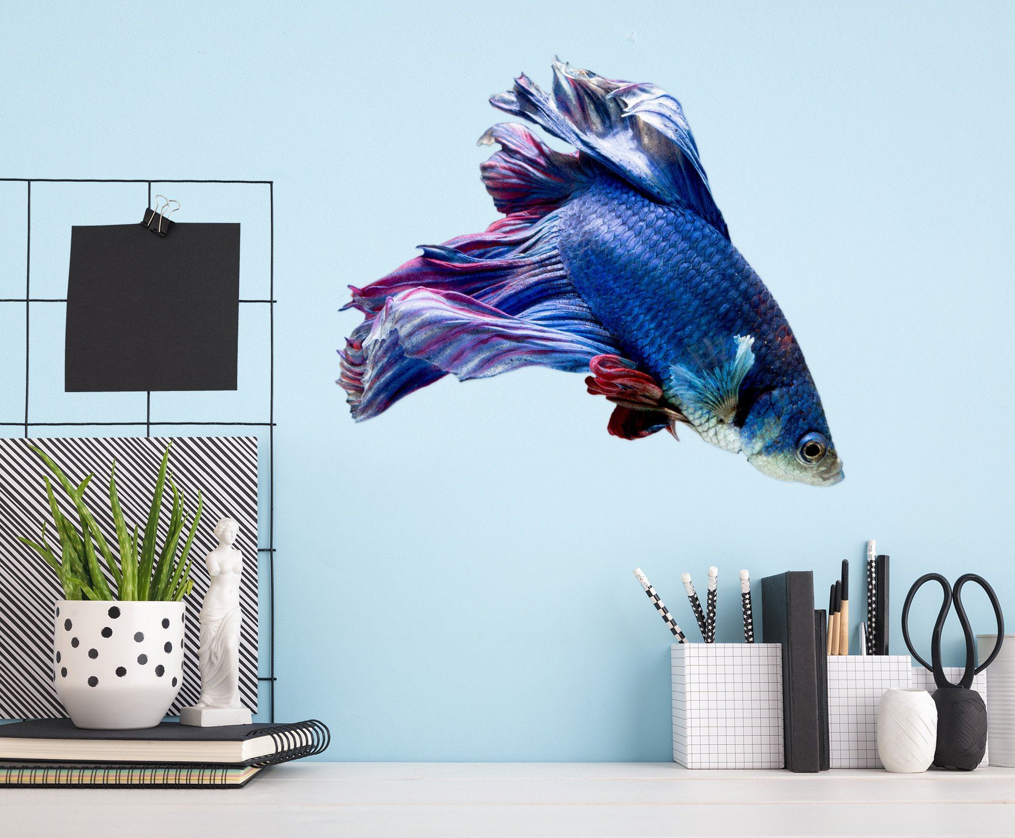 3D Blue Goldfish Tail 040 Animals Wall Stickers Wallpaper AJ Wallpaper 