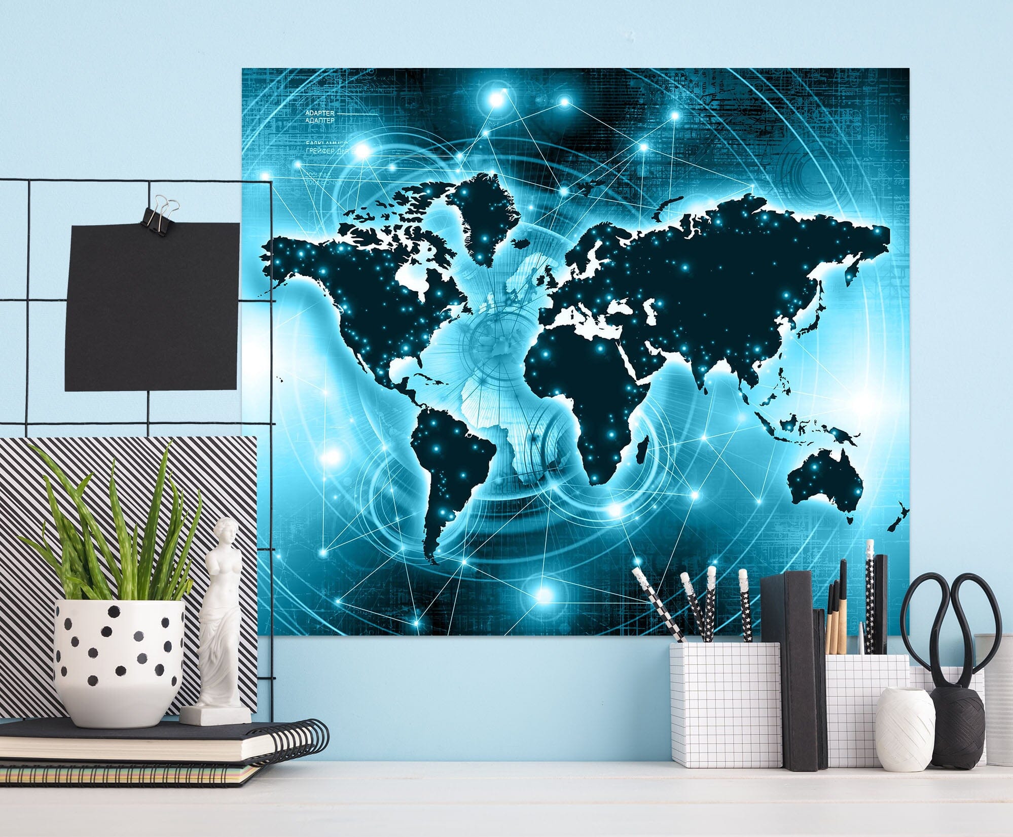 3D Blue Rays 235 World Map Wall Sticker Wallpaper AJ Wallpaper 2 