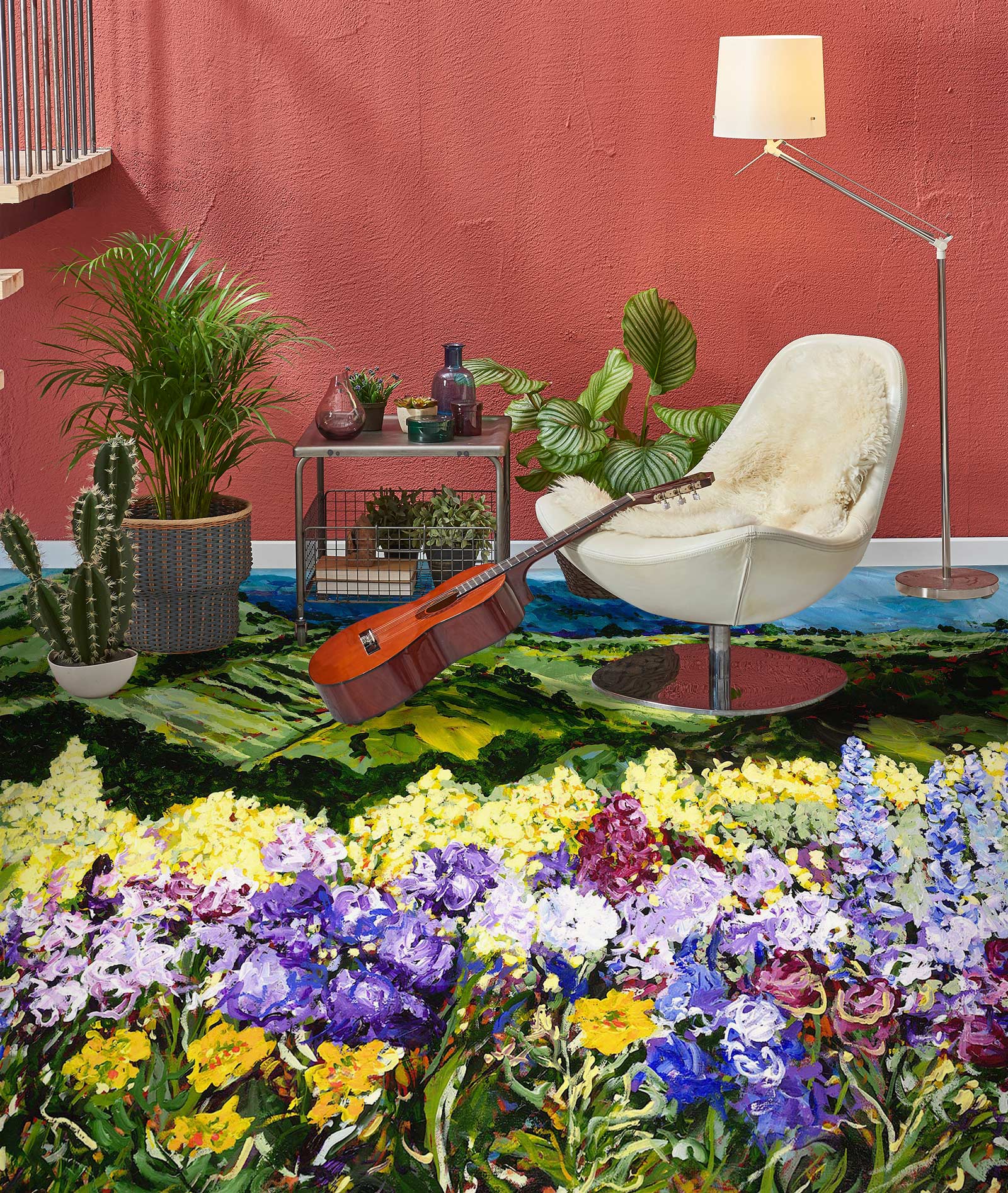 3D Field Colorful Flowers Painting 9538 Allan P. Friedlander Floor Mural