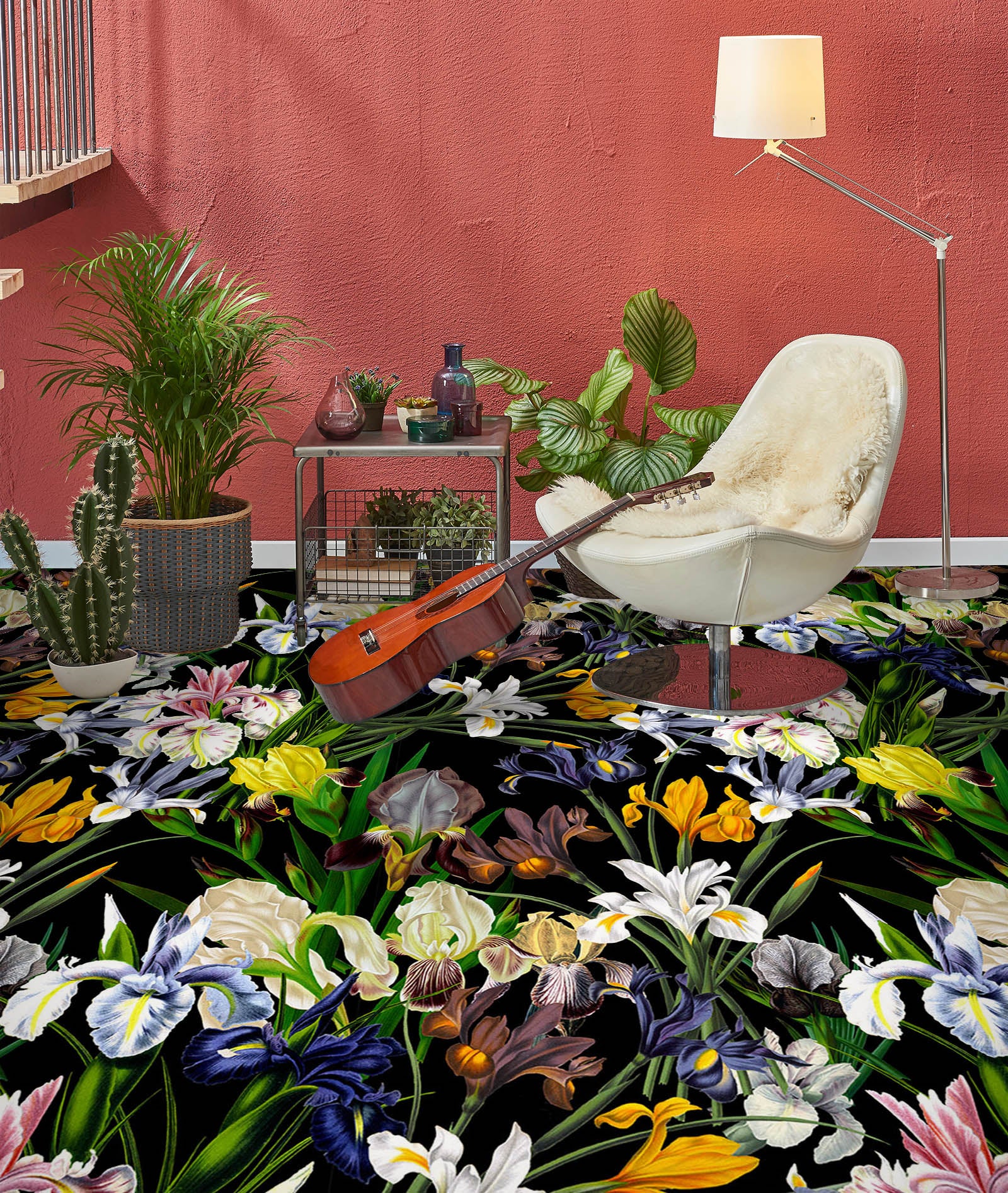 3D Various Colored Flowers 10021 Uta Naumann Floor Mural