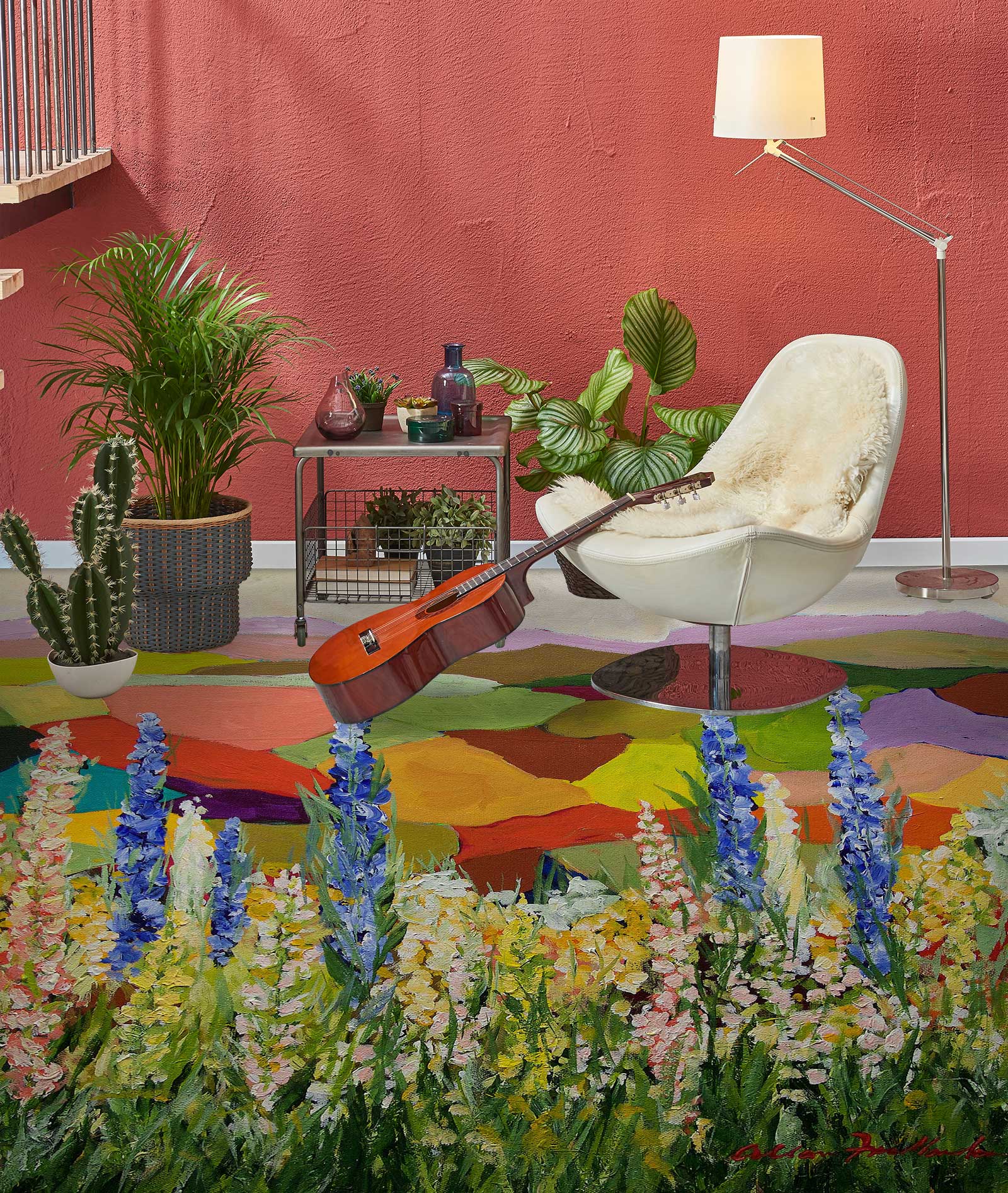 3D Flower Field Color Block 9661 Allan P. Friedlander Floor Mural