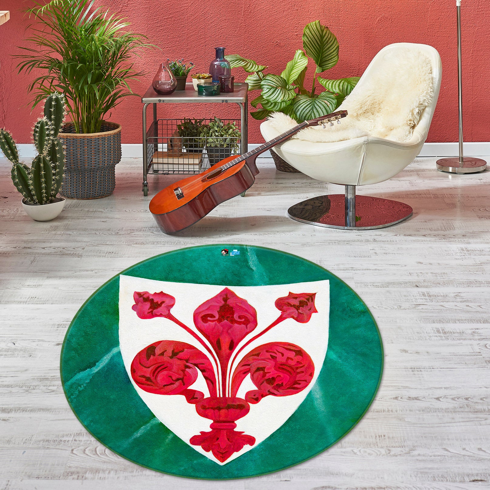 3D Badge Pattern 11082 Matthew Holden Bates Rug Round Non Slip Rug Mat