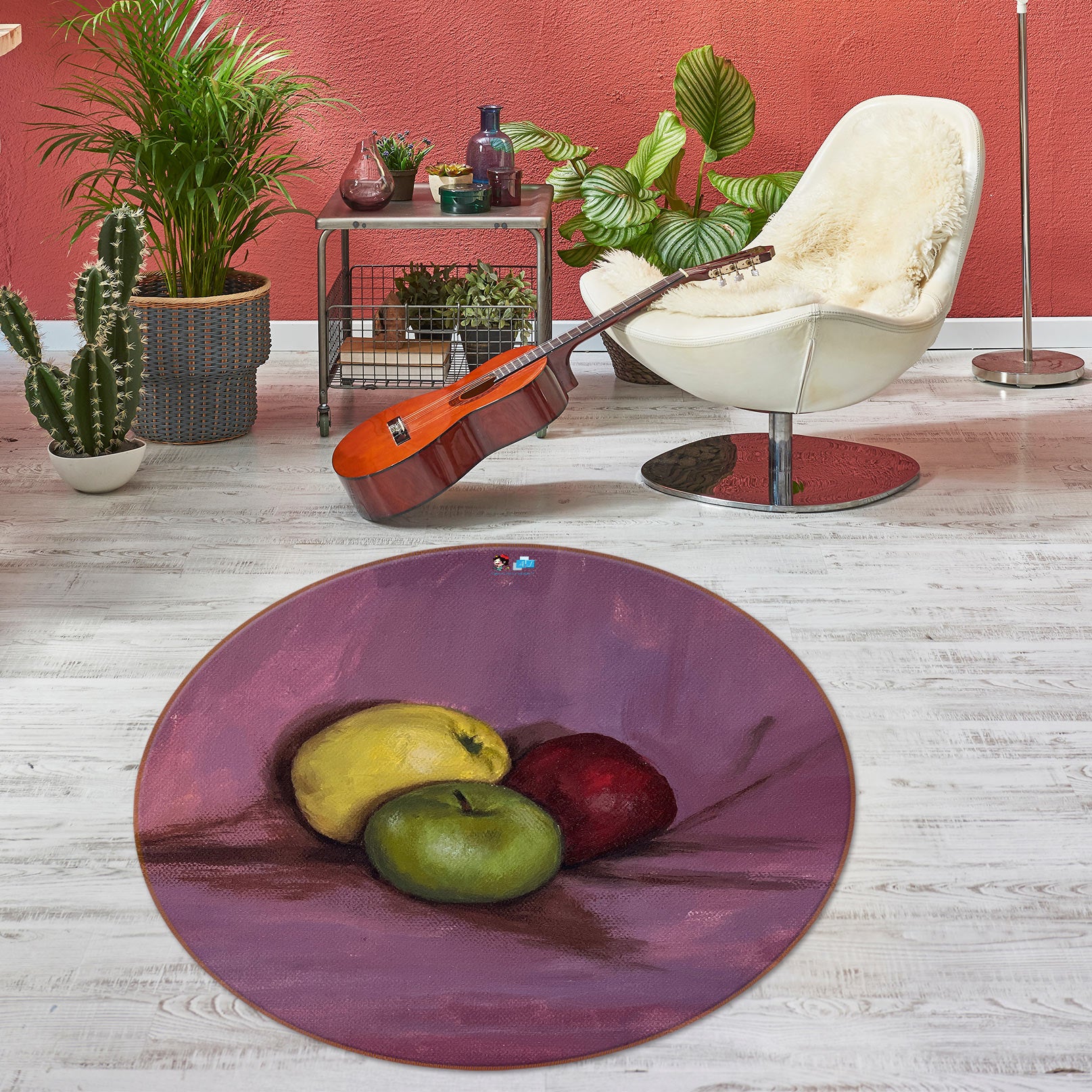 3D Fruit 9743 Marina Zotova Rug Round Non Slip Rug Mat