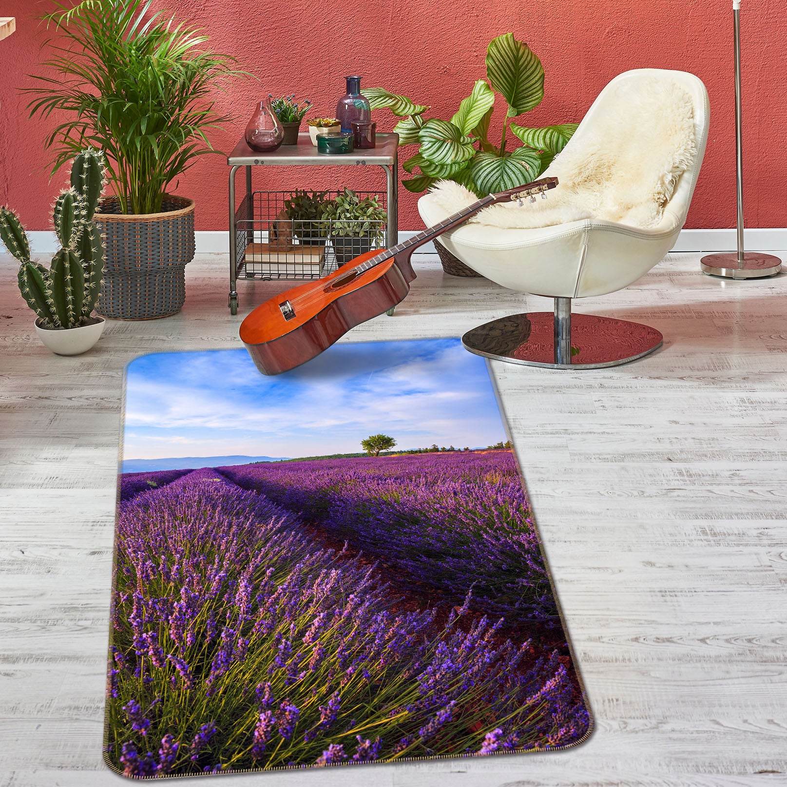 3D Lavender Flowers 34190 Non Slip Rug Mat