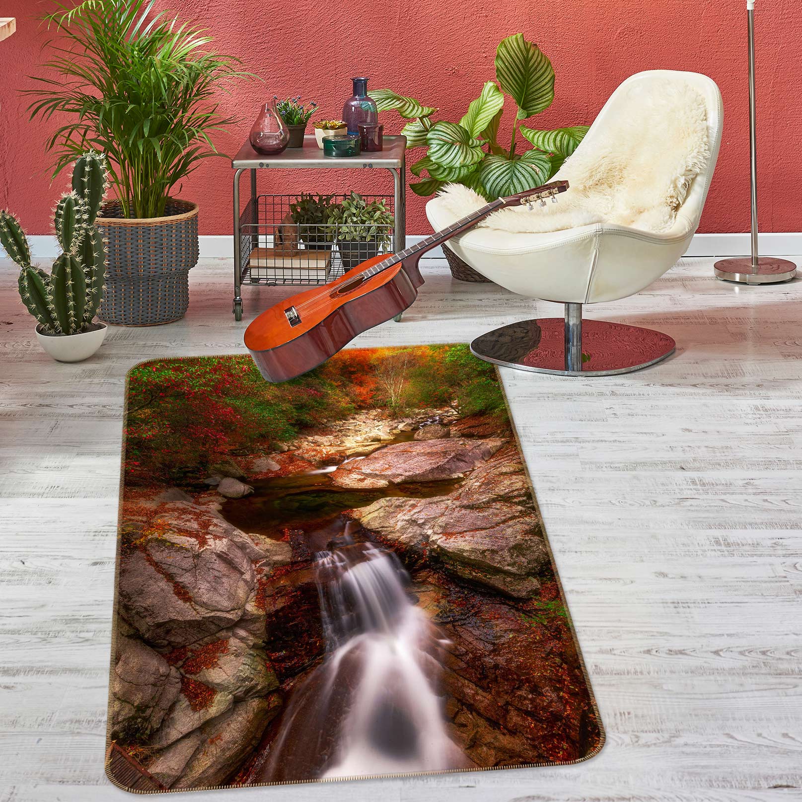 3D Stone Waterfall 27091 Non Slip Rug Mat