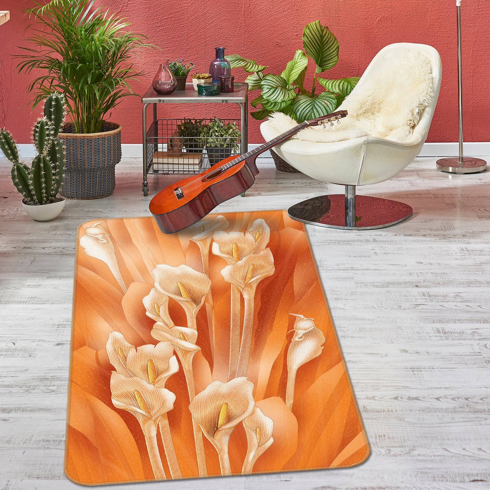 3D Flower Pattern 32211 Non Slip Rug Mat