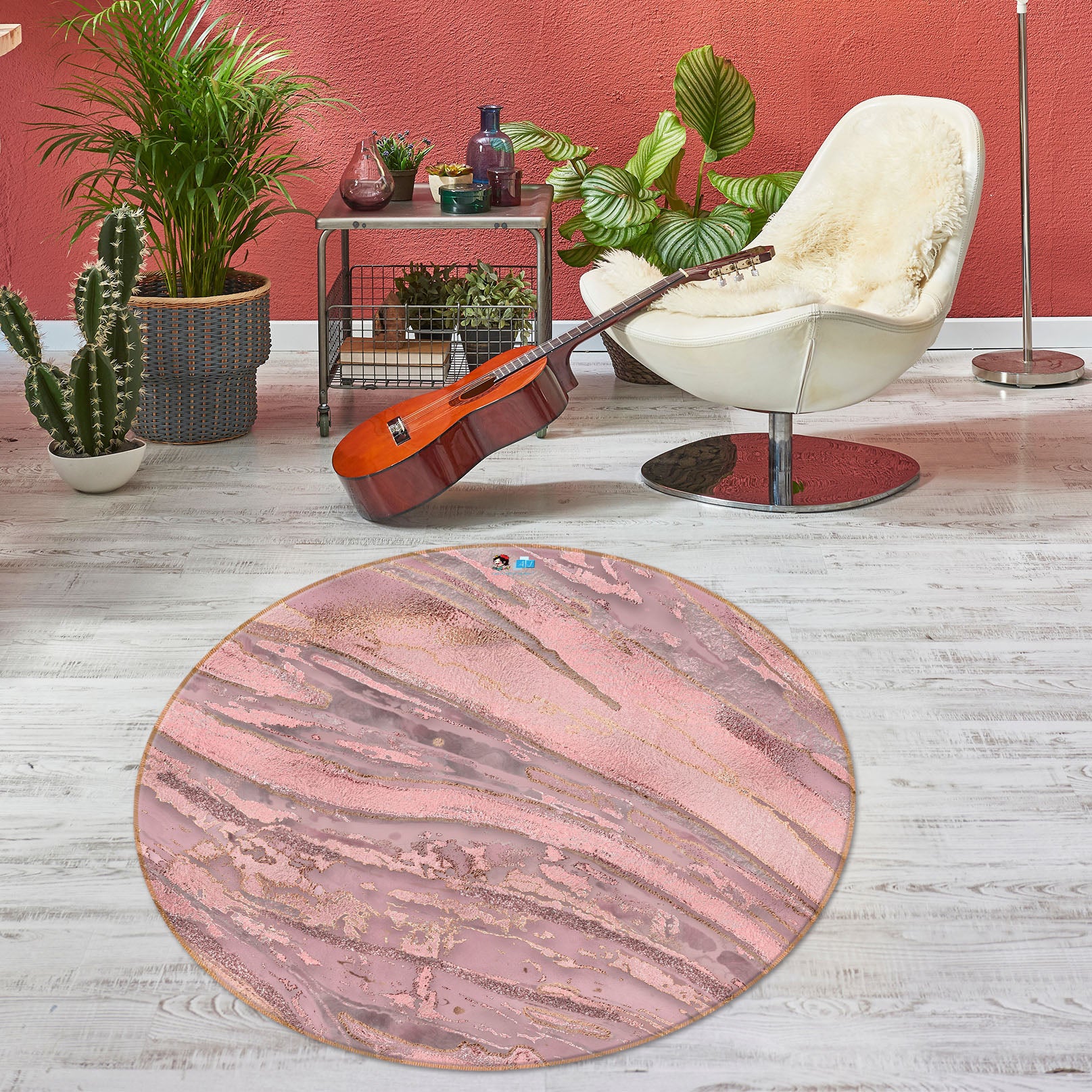 3D Brown Texture 83064 Andrea haase Rug Round Non Slip Rug Mat