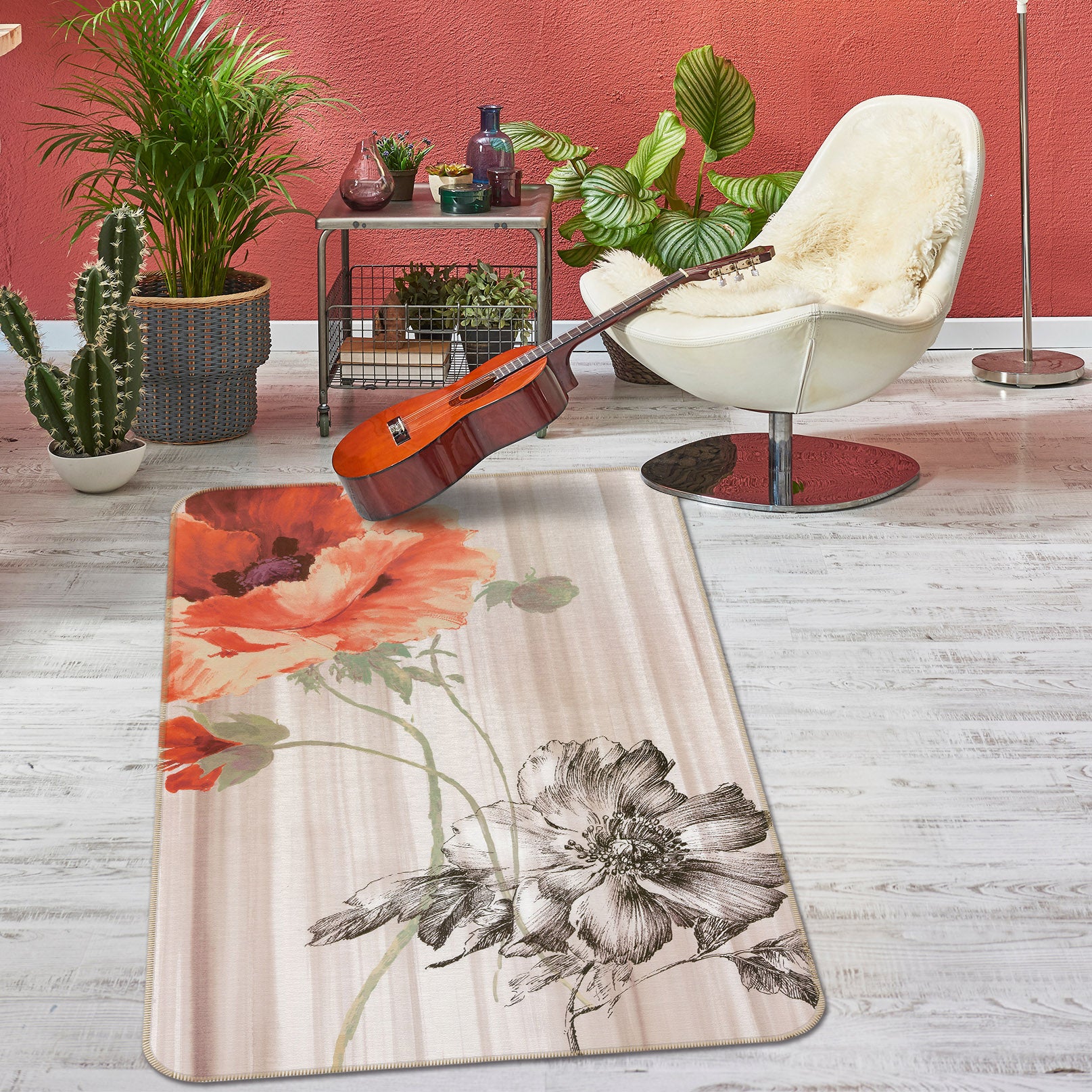3D Flowers 32200 Non Slip Rug Mat
