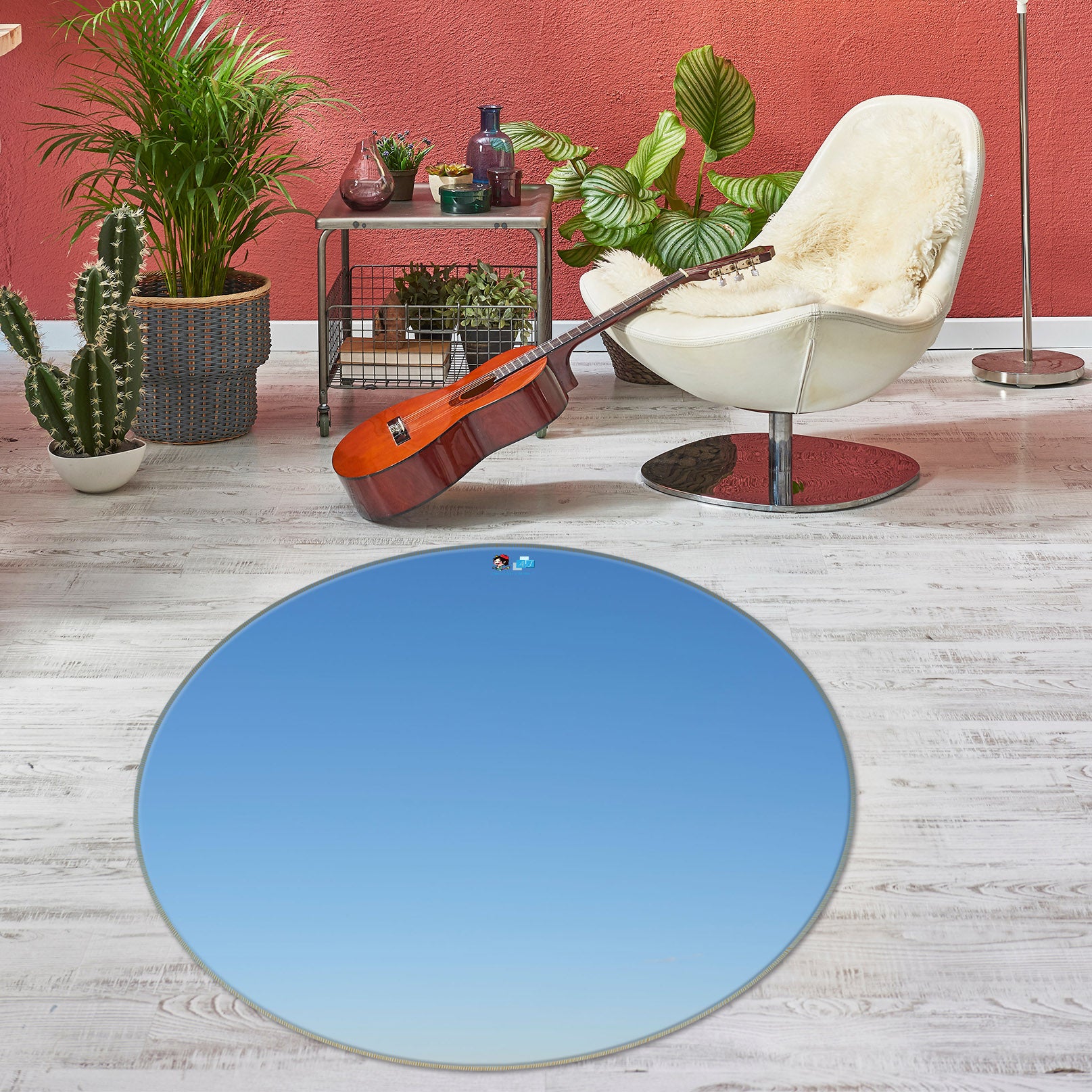 3D Blue Sky 7388 Assaf Frank Rug Round Non Slip Rug Mat