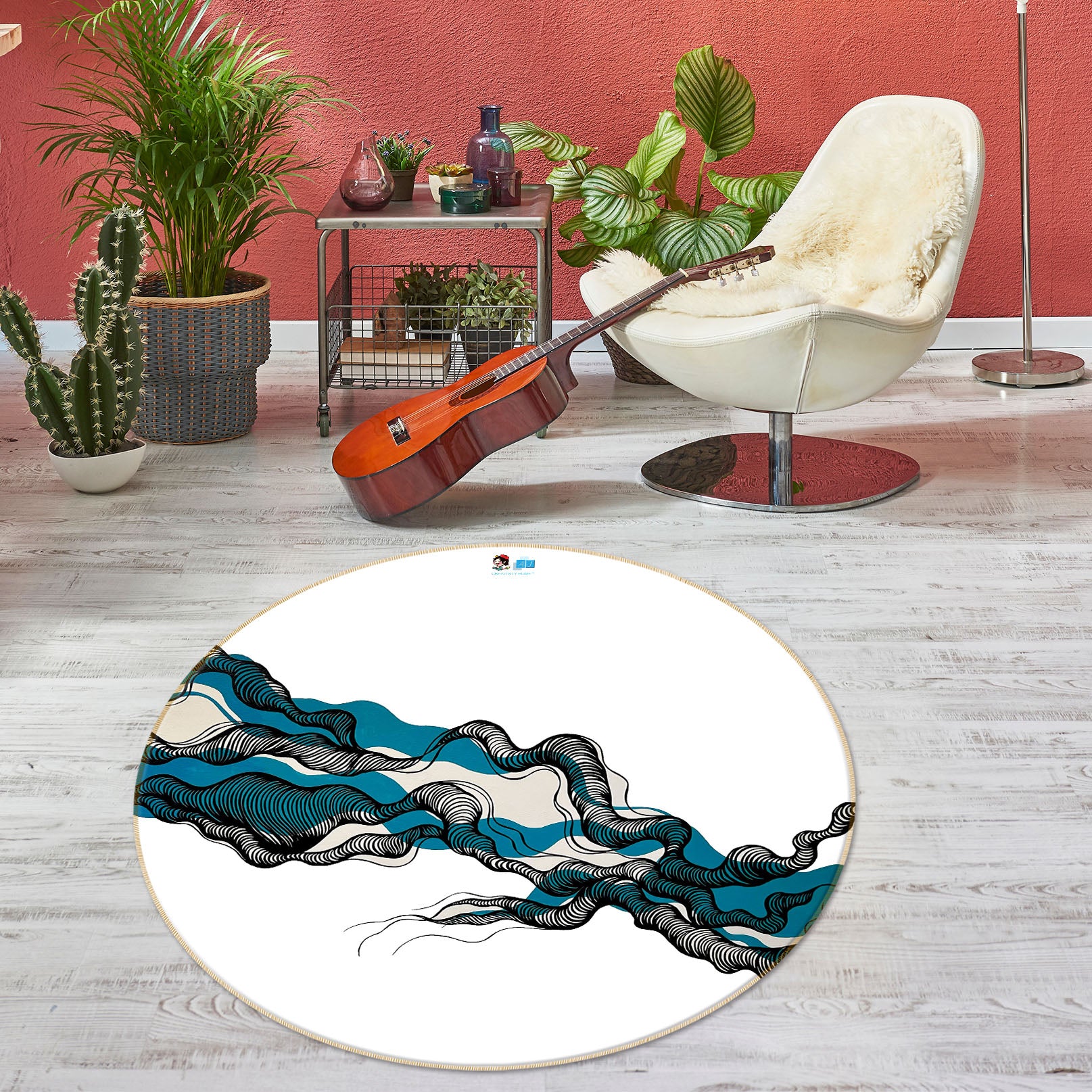 3D Blue Texture 8255 Jacqueline Reynoso Rug Round Non Slip Rug Mat