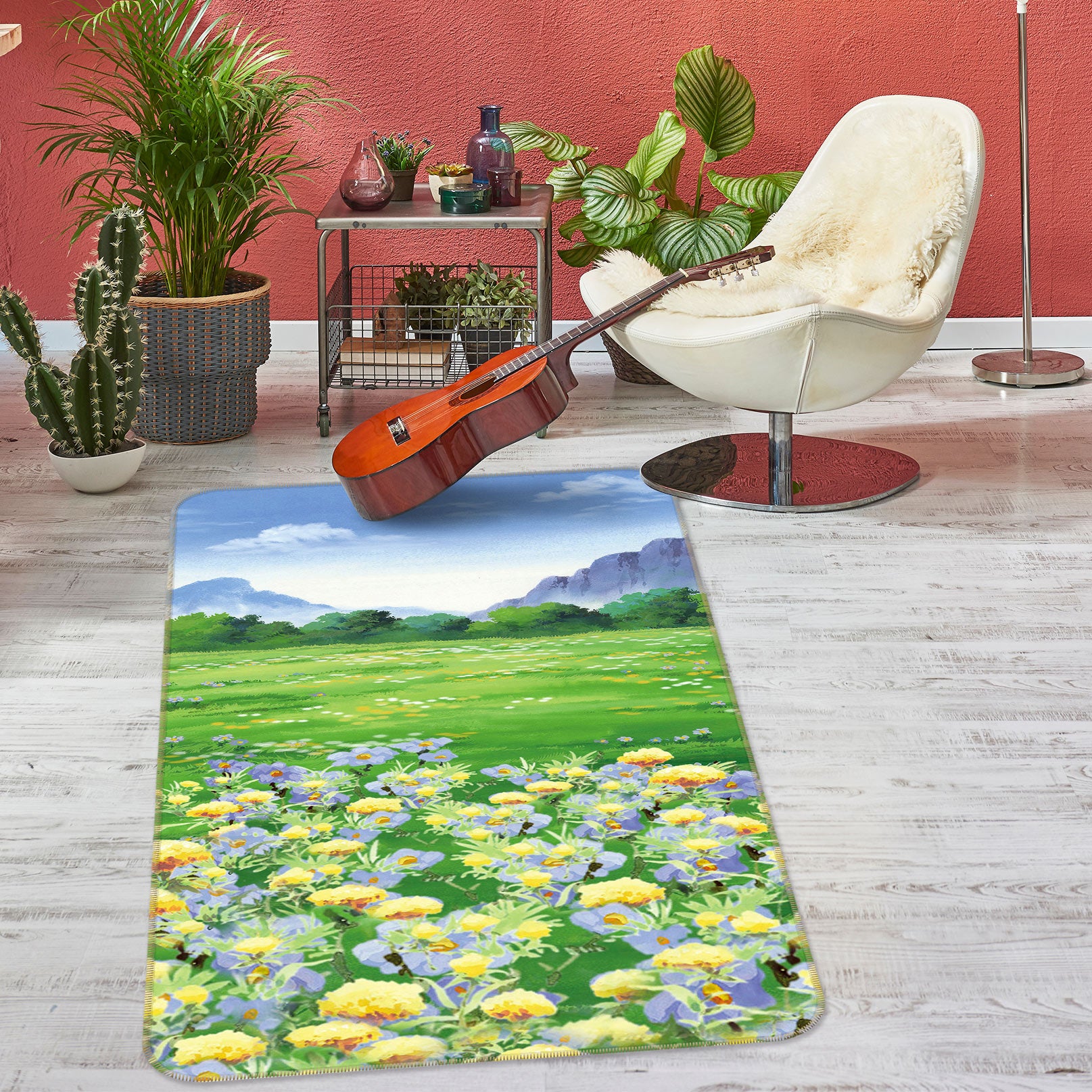 3D Flower Bush 76066 Non Slip Rug Mat