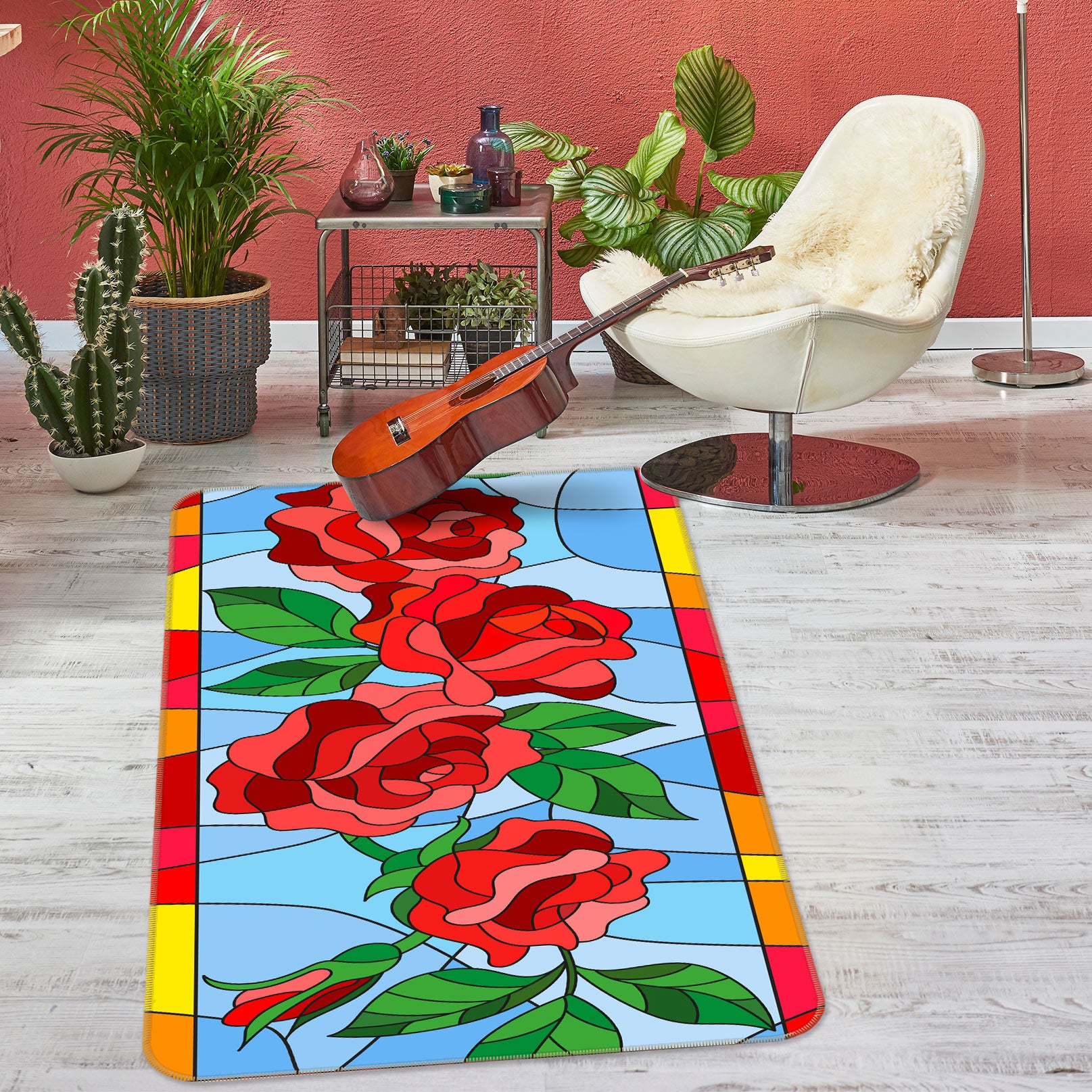 3D Rose Flower 33090 Non Slip Rug Mat