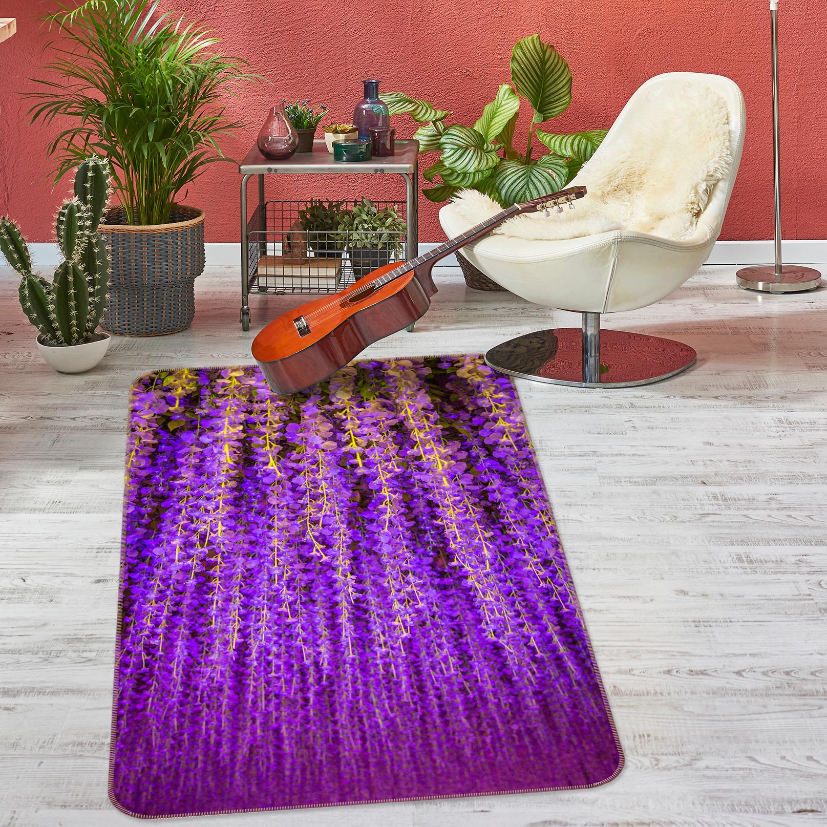 3D Wisteria Flower 27081 Non Slip Rug Mat