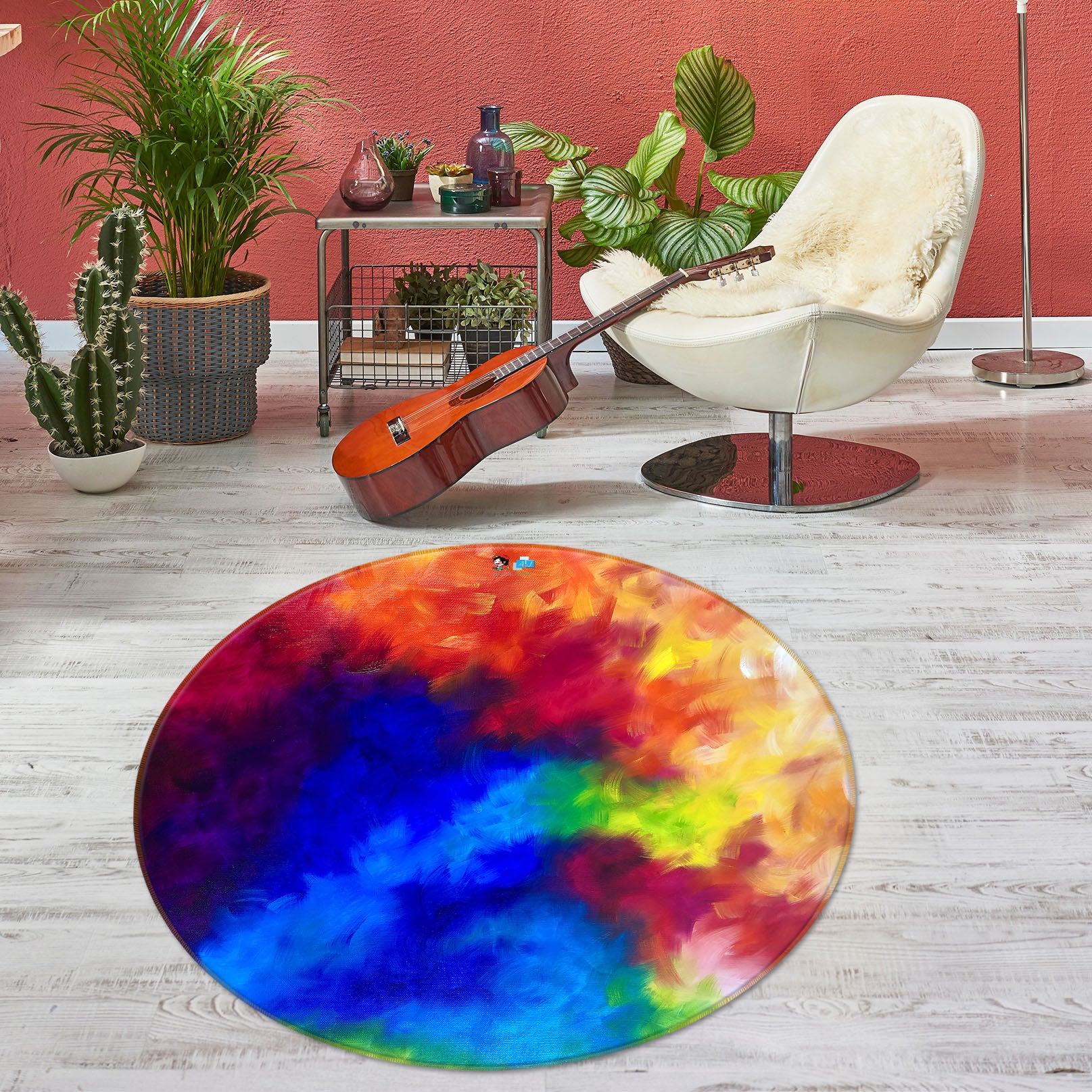 3D Color Pigment 909 Skromova Marina Rug Round Non Slip Rug Mat