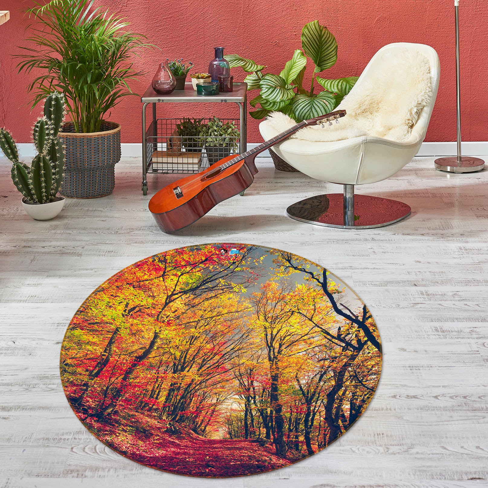 3D Forest 75096 Round Non Slip Rug Mat