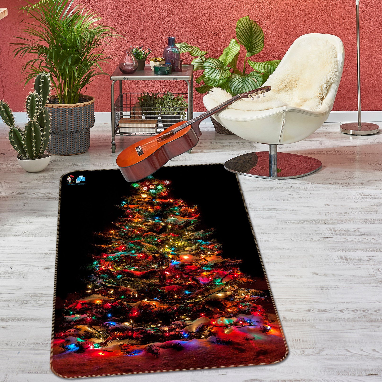 3D Colorful Tree 55137 Christmas Non Slip Rug Mat Xmas