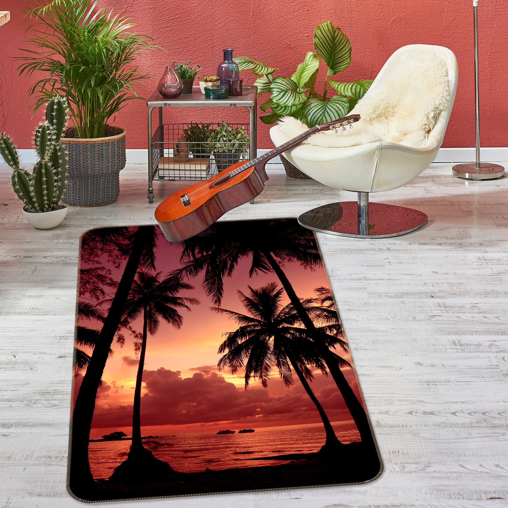 3D Coconut Tree 26024 Non Slip Rug Mat