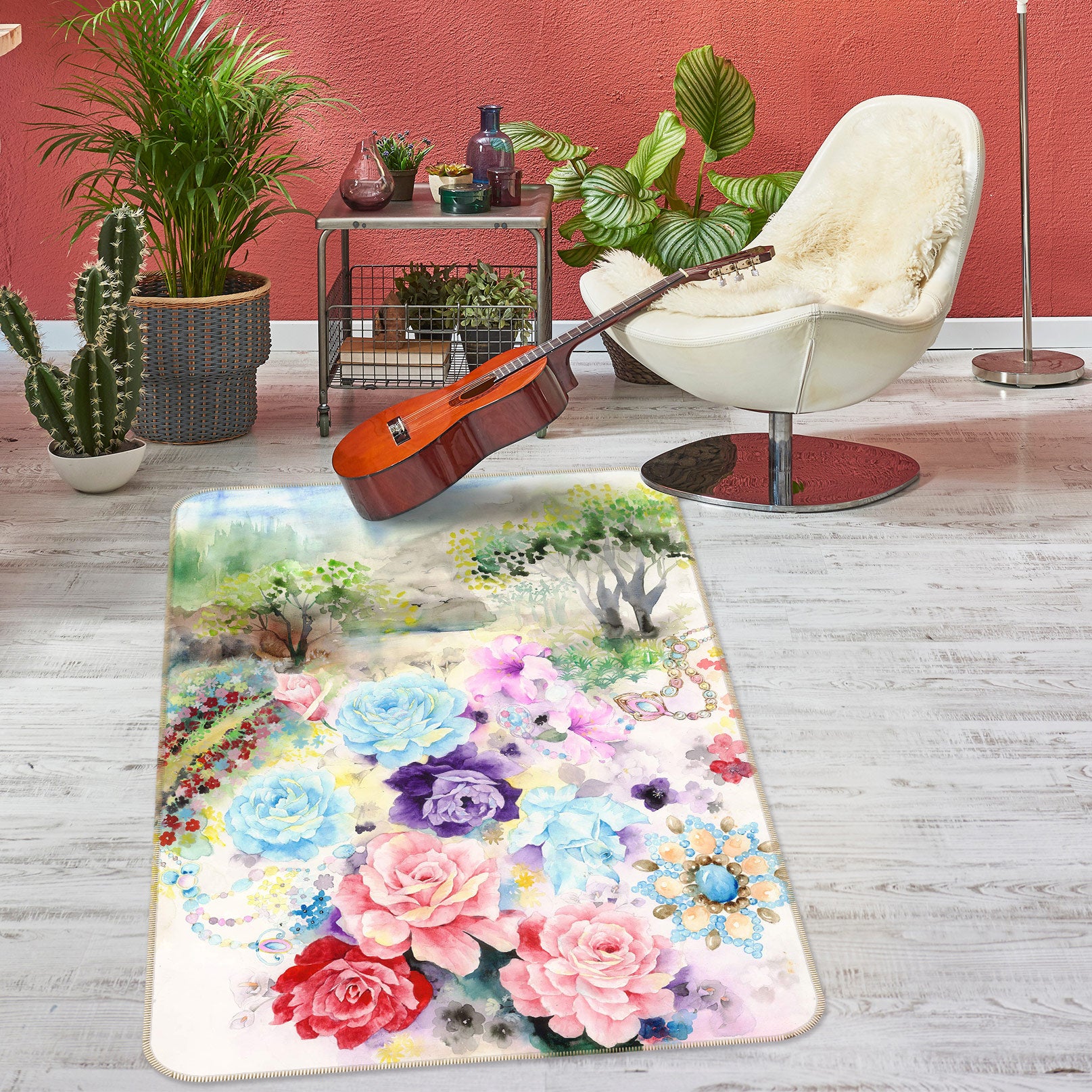 3D Flowers 27077 Non Slip Rug Mat