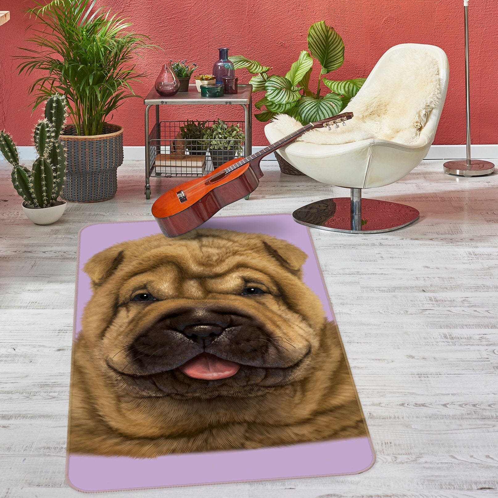 3D Shar Pei Puppy portrait 1065 Vincent Hie Rug Non Slip Rug Mat Mat AJ Creativity Home 