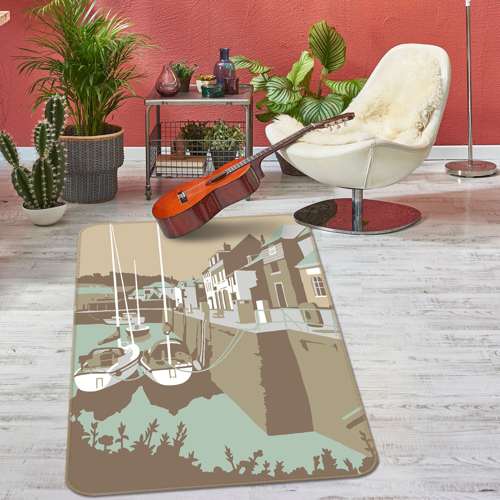 3D Houses Vessel 84289 Steve Read Rug Non Slip Rug Mat